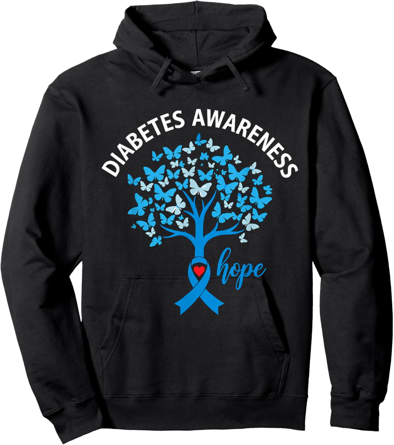 Diabetes Awareness Month Hope Ribbon for Type 1 Type 2 Hoodie - Hoodie | Black