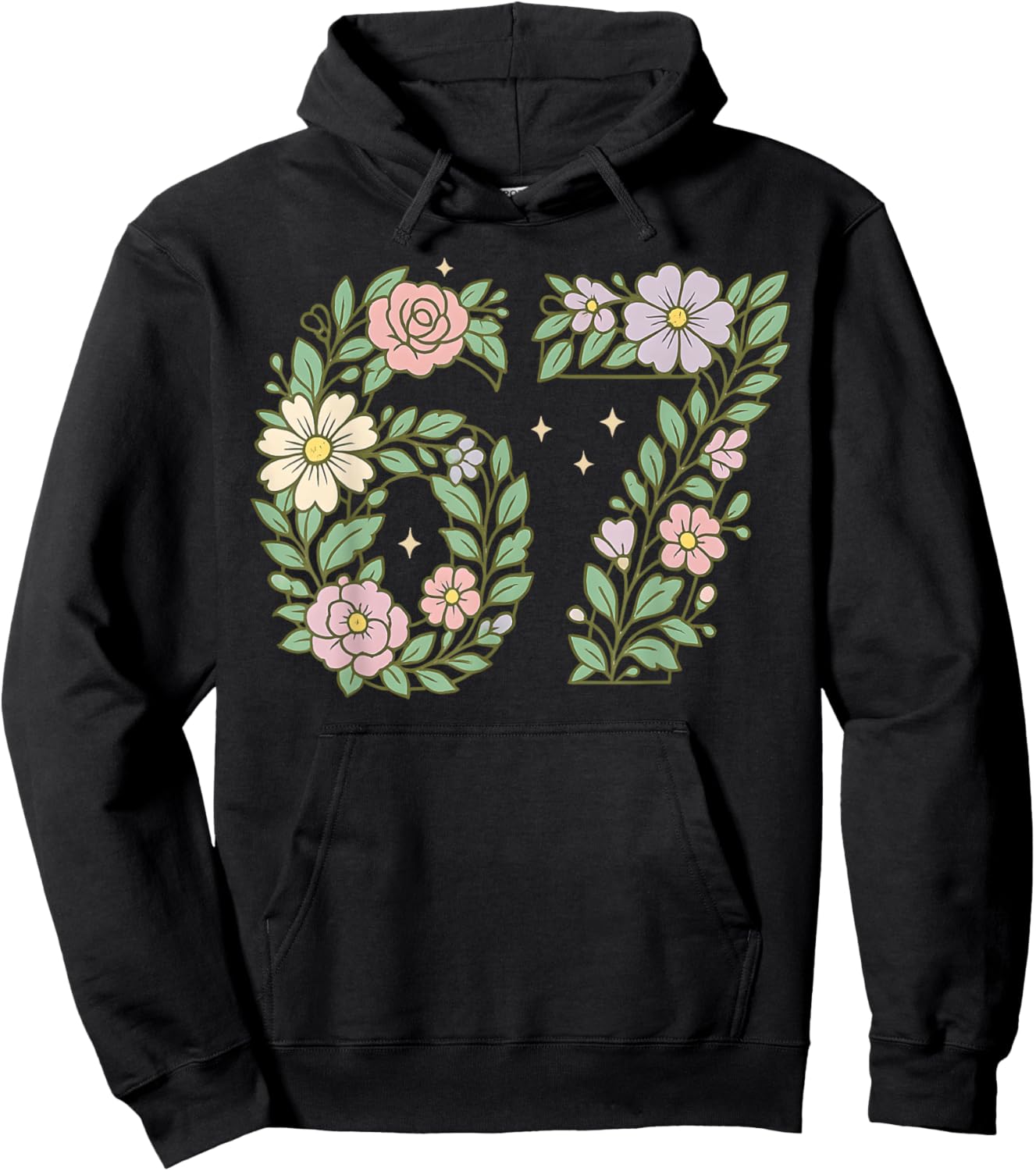 67 for Girls Floral Six Seven Flowers 6 7 Brainrot Meme Kids Hoodie - Hoodie | Black