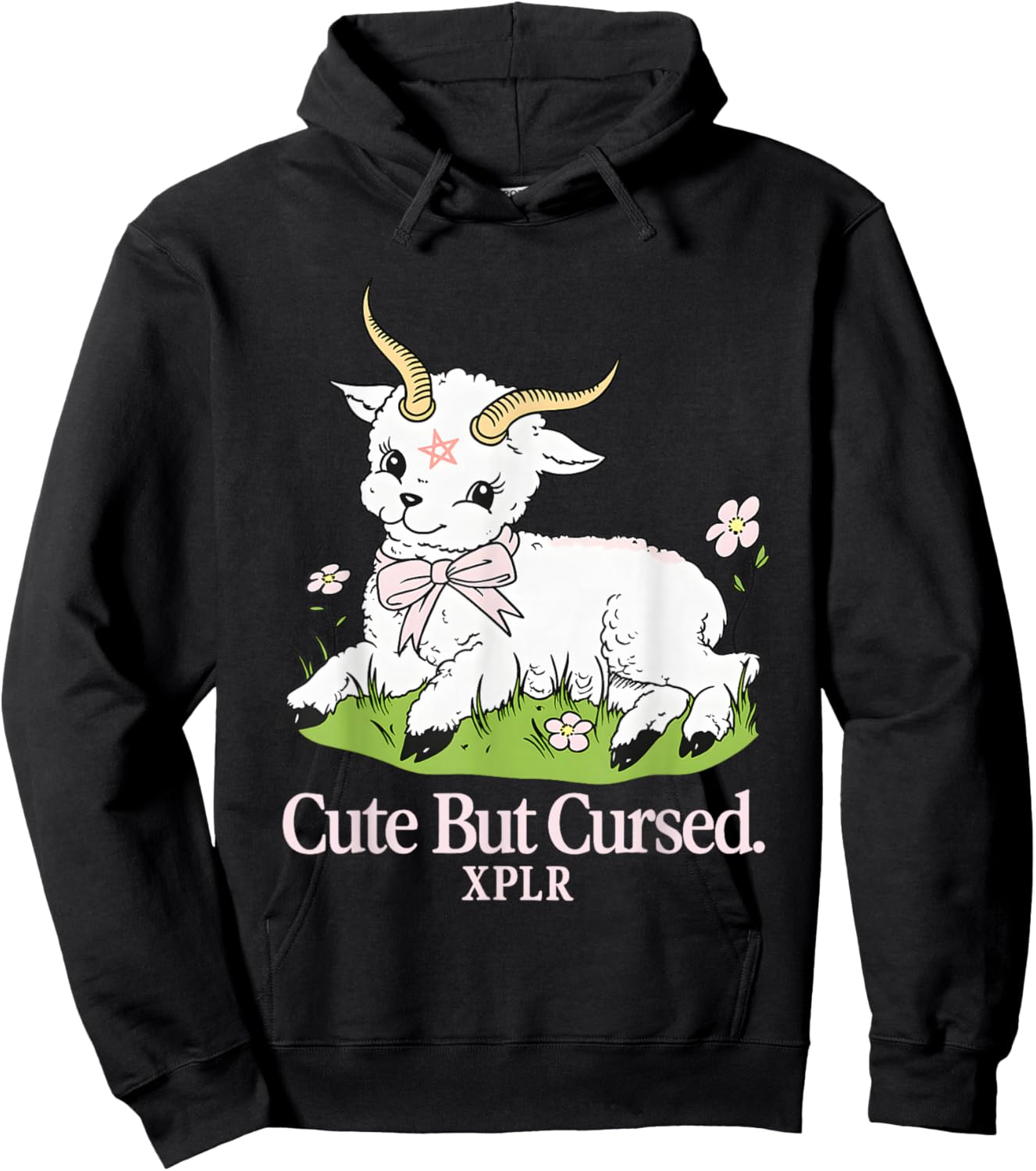 Cute But Cursed Puffer Sheep Halloween Hoodie - Hoodie | Black