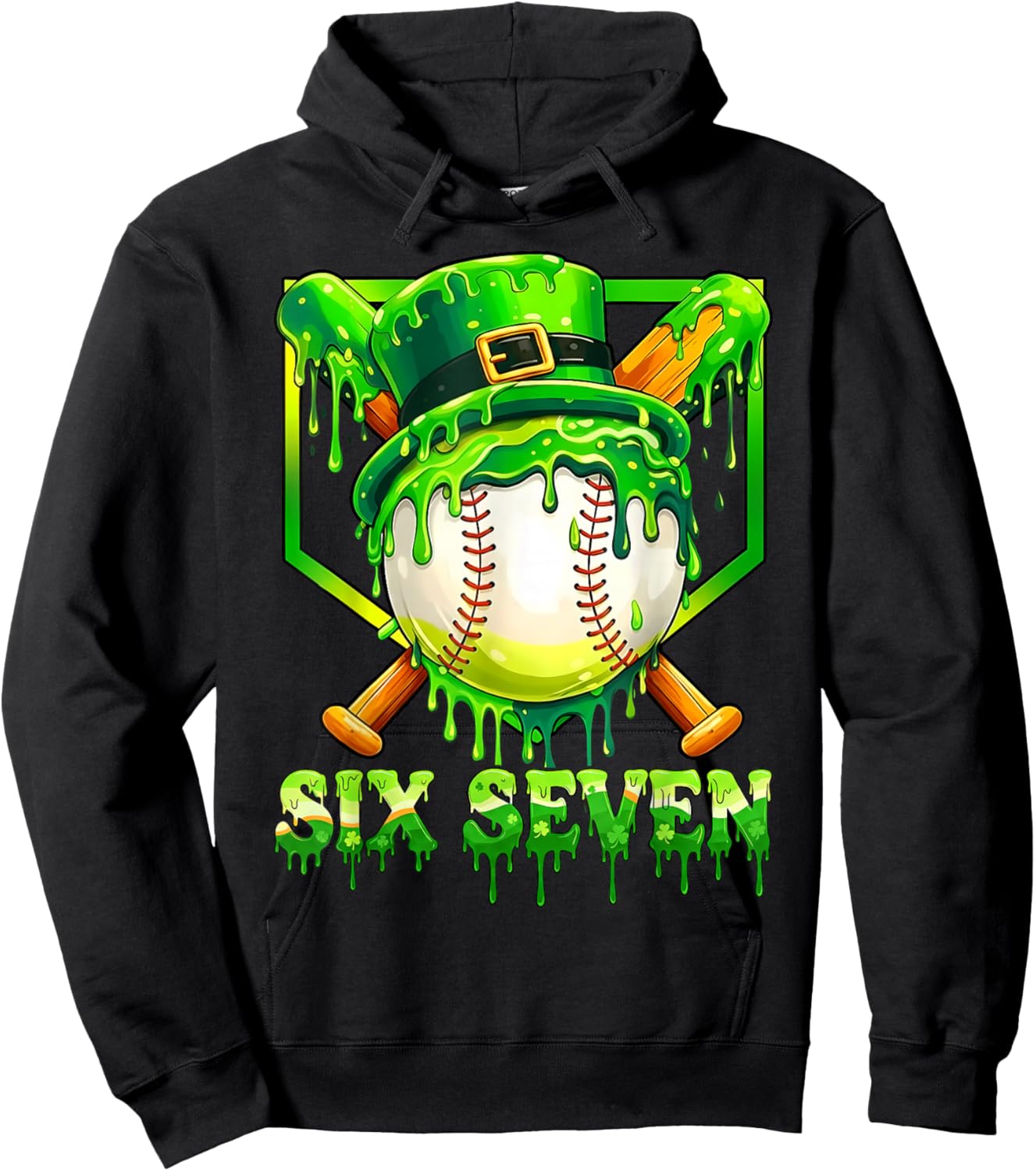 67 St Patricks Day Six Seven Meme 6-7 Baseball Men Boys Kids Hoodie - Hoodie | Black