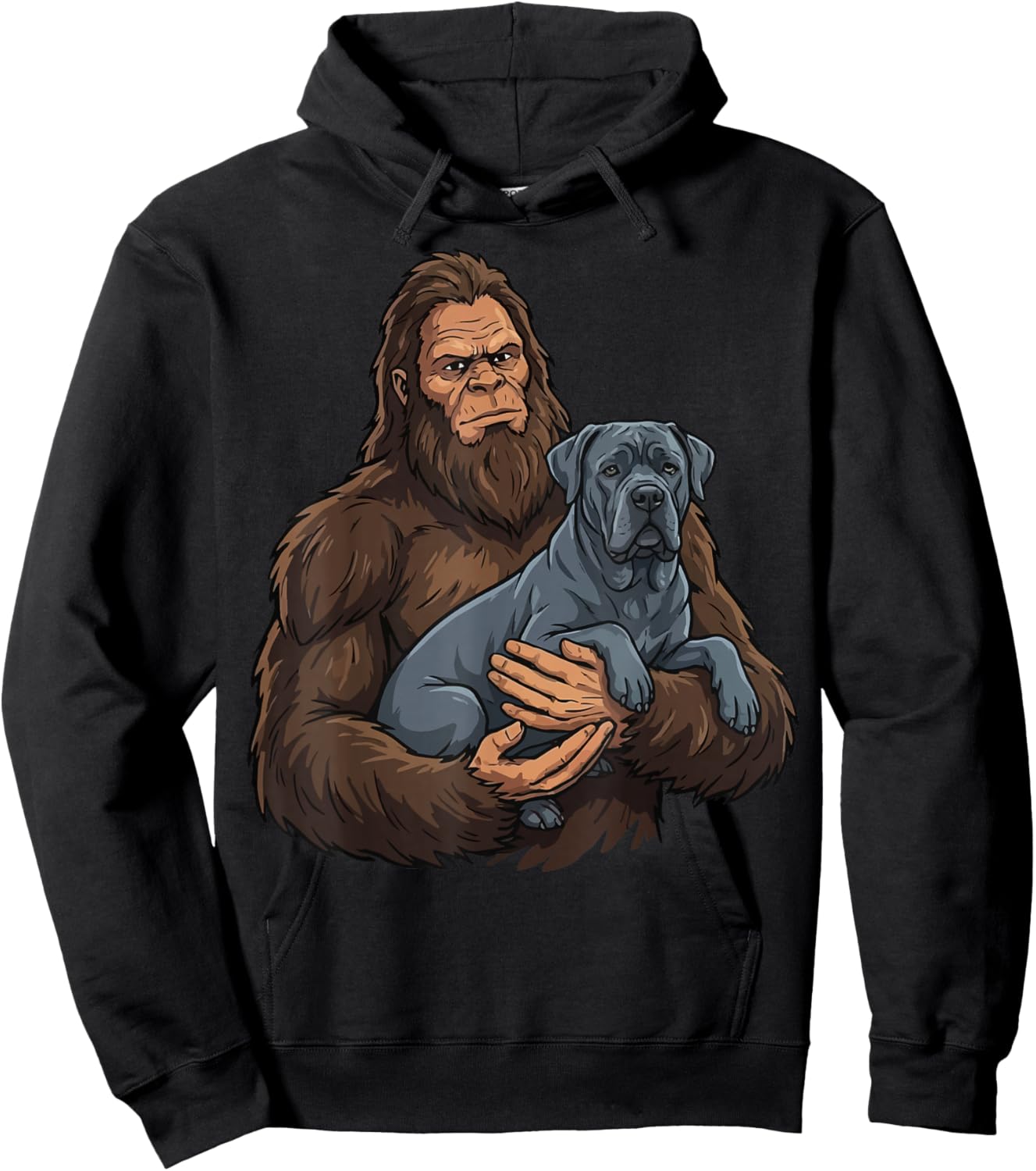 Bigfoot Holding Cane Corso Hoodie - Hoodie | Black