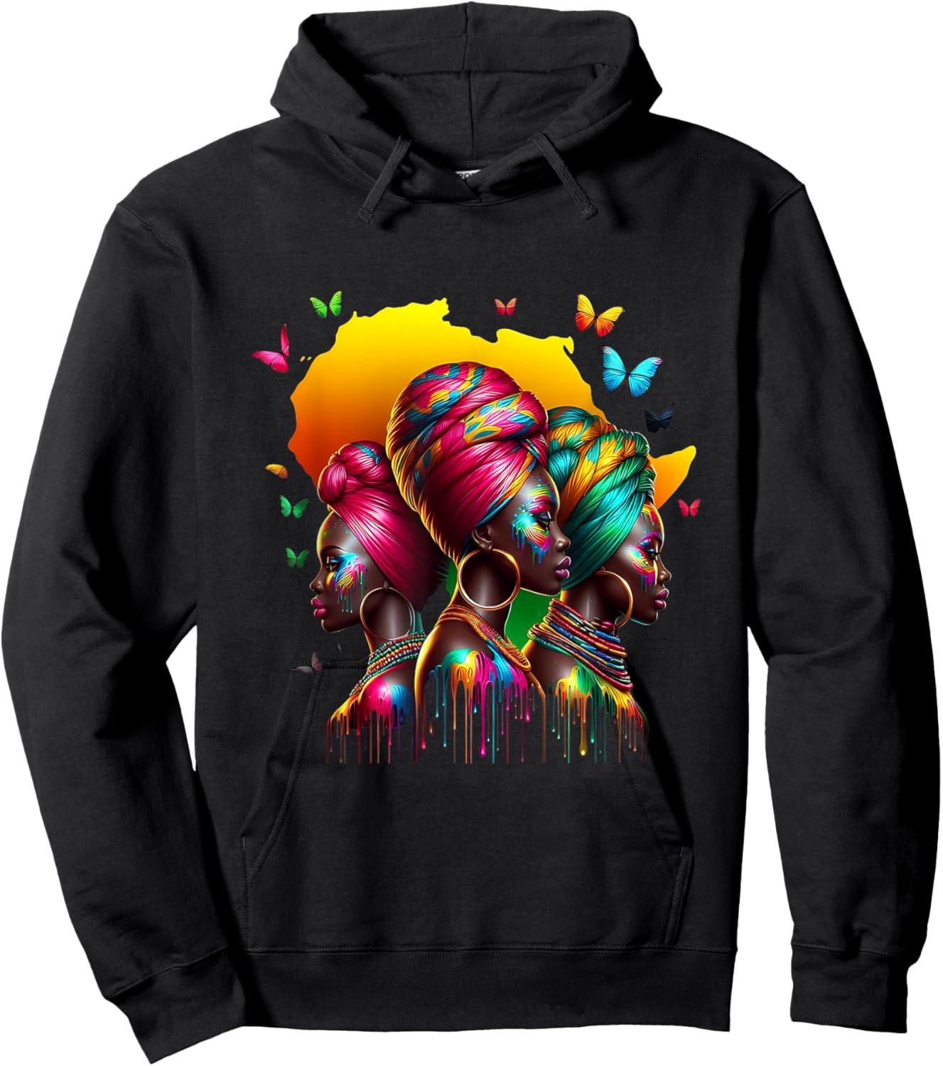 Black Women African Melanin Dope Queen Afro Headwrap Rooted Hoodie - Hoodie | Black
