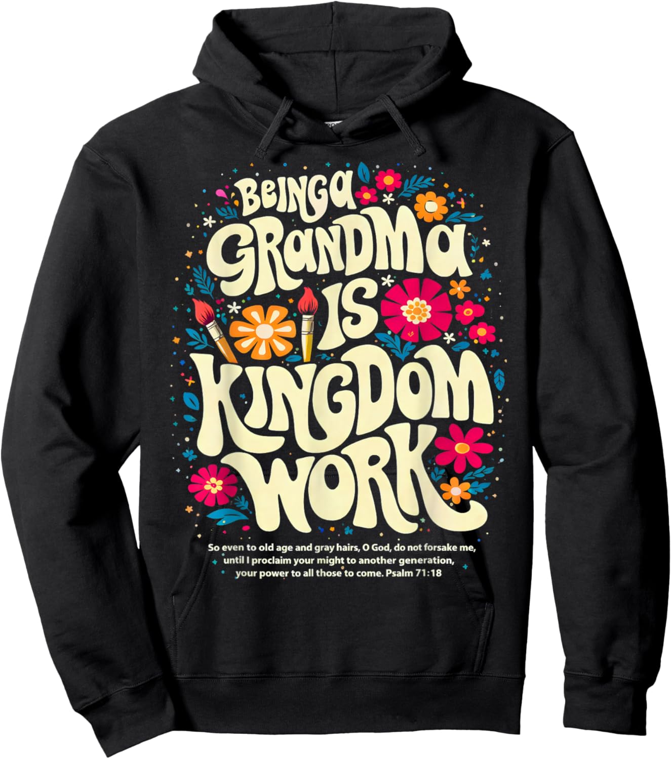 Being A Grandma is Kingdom Work Christian Quote Hoodie - Hoodie | Black