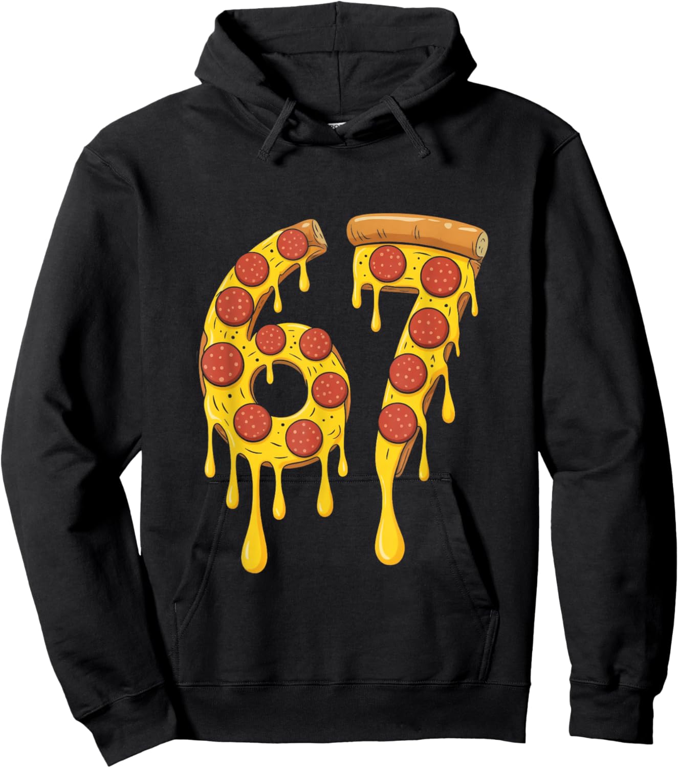Six Seven 67 Meme Funny Dripping Pizza Hoodie - Hoodie | Black