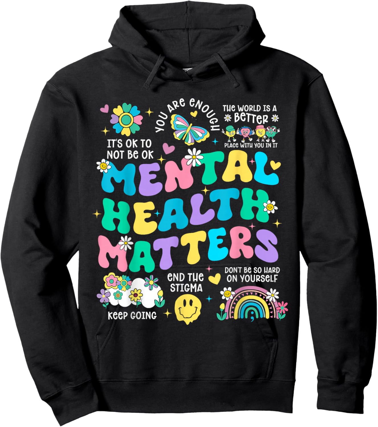Mental Health Matters Awareness Therapy Human Brain Illness Hoodie - Hoodie | Black
