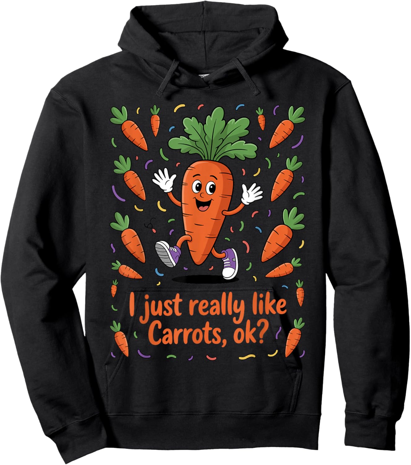 Funny Carrot Art Women Kids Vegetable Carrot Lover Hoodie - Hoodie | Black