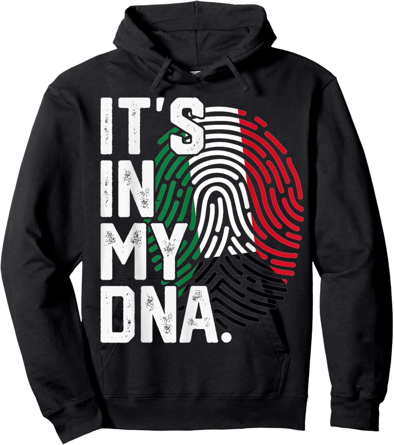 Kuwait Roots Flag Fingerprint Graphic Patriotic Hoodie - Hoodie | Black