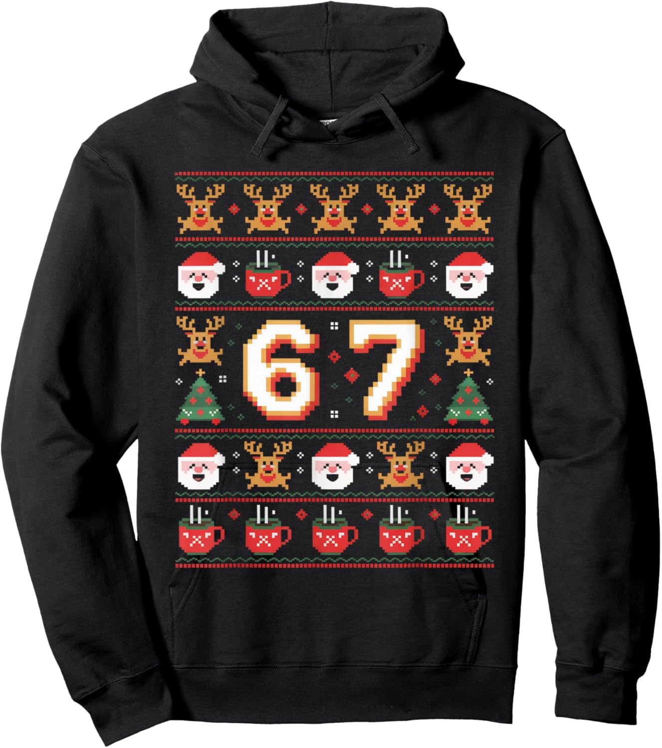 Christmas 67 Funny Xmas Six Seven Ugly Sweater 6-7 Hoodie - Hoodie | Black