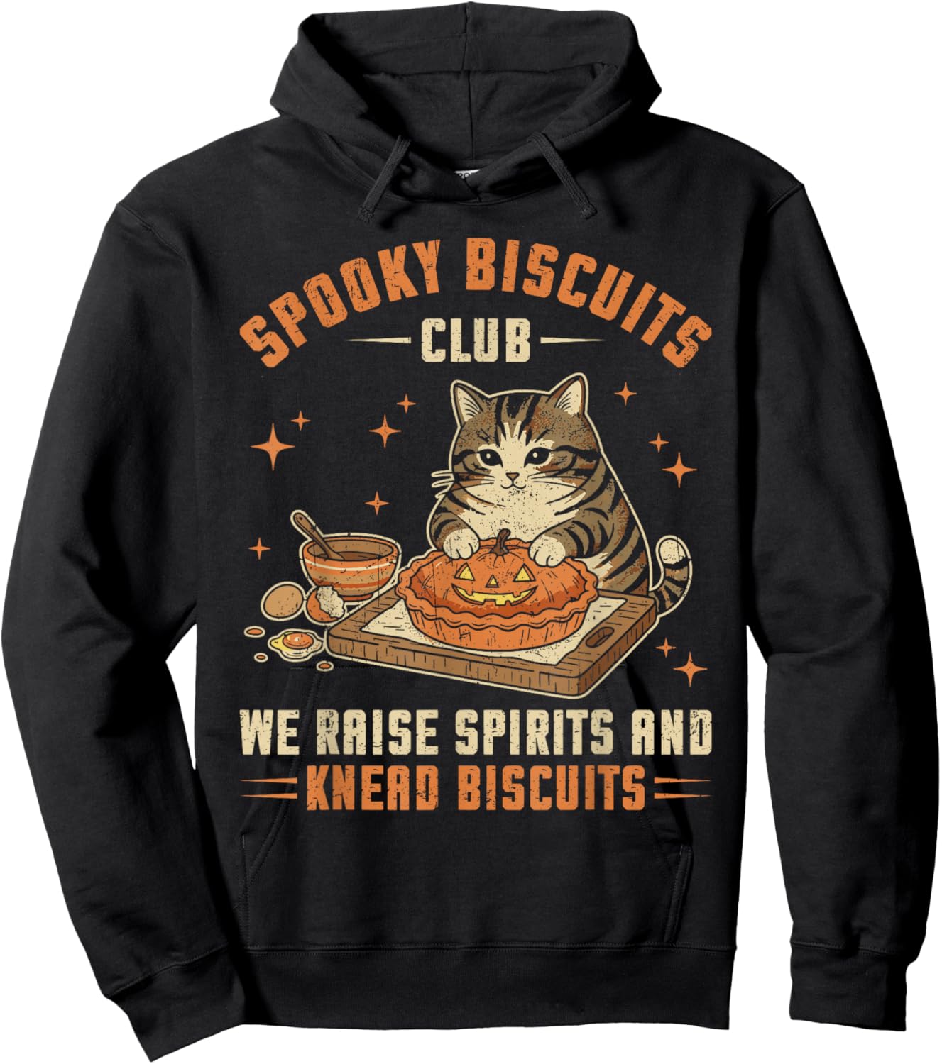 Spooky Biscuits Club Cat, Funny Halloween Baking Hoodie - Hoodie | Black