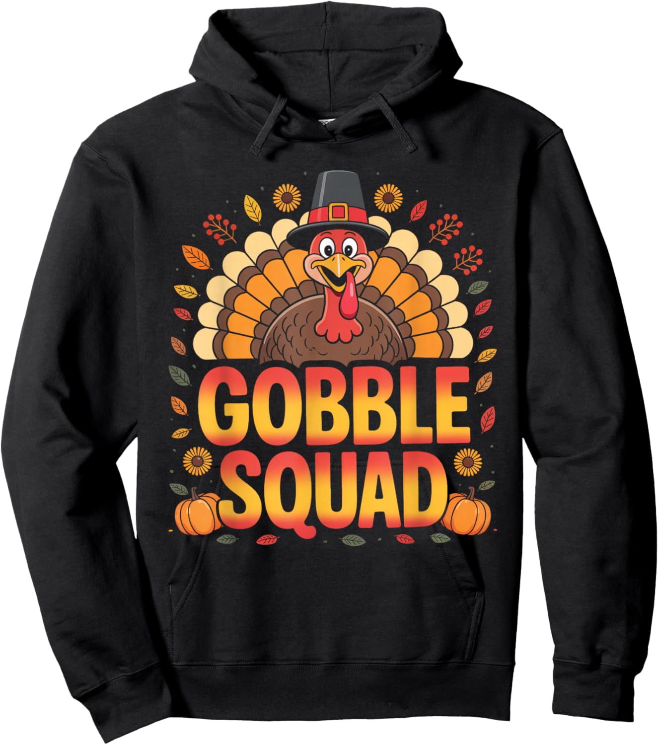 Gobble Squad Turkey Design Cafeteria Gobble Squad Turkey Hoodie - Hoodie | Black