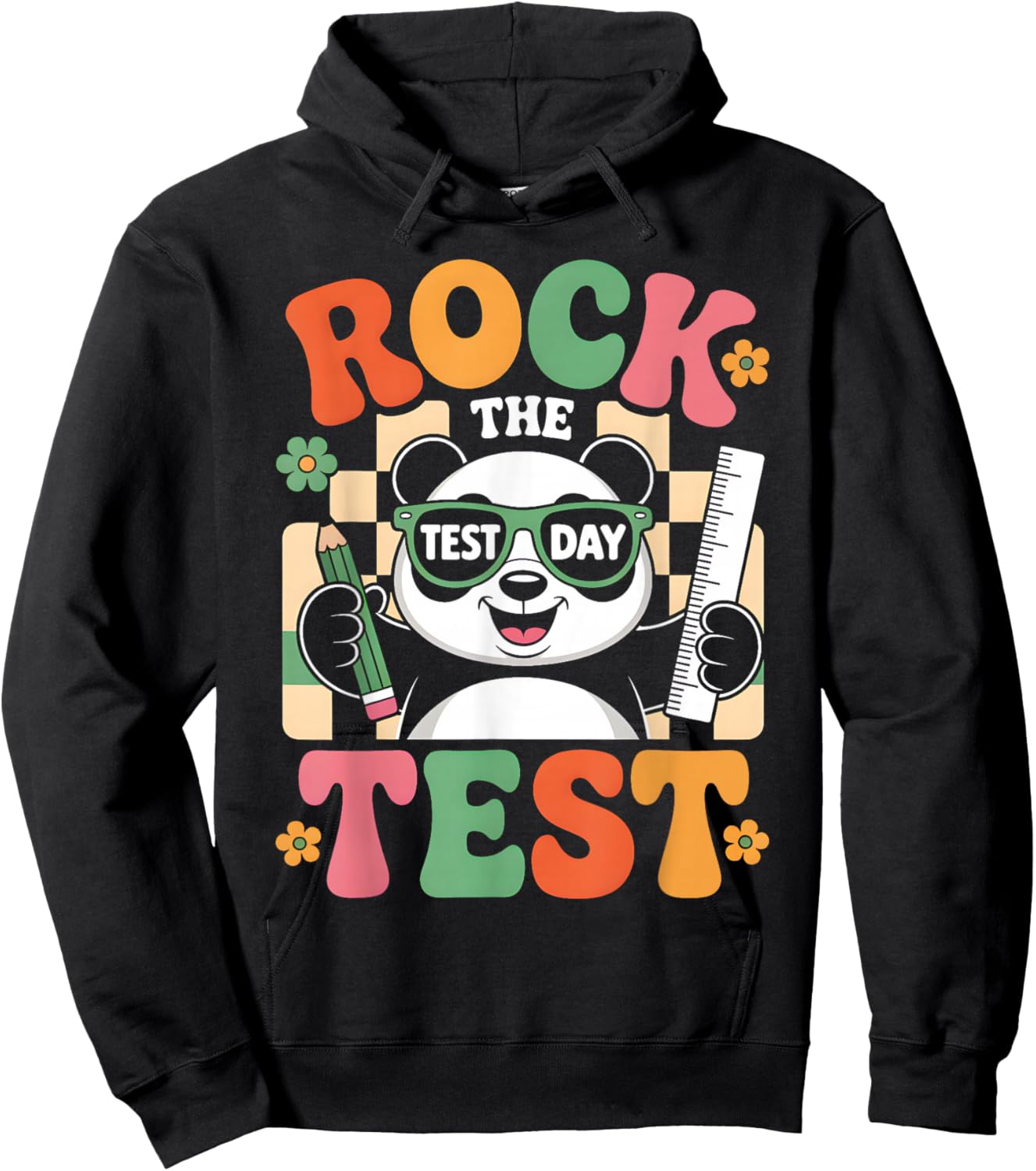 Rock The Test Day Fun Panda Exam Cheer Funny School Teacher Hoodie - Hoodie | Black