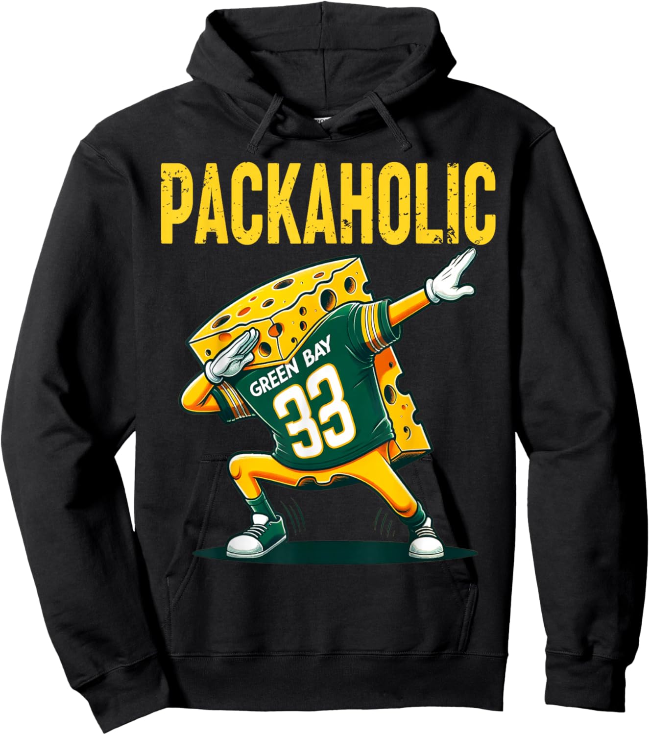 Funny Packaholic Green Bay Cheese Dabbing Cute Cheese Foodie Hoodie - Hoodie | Black