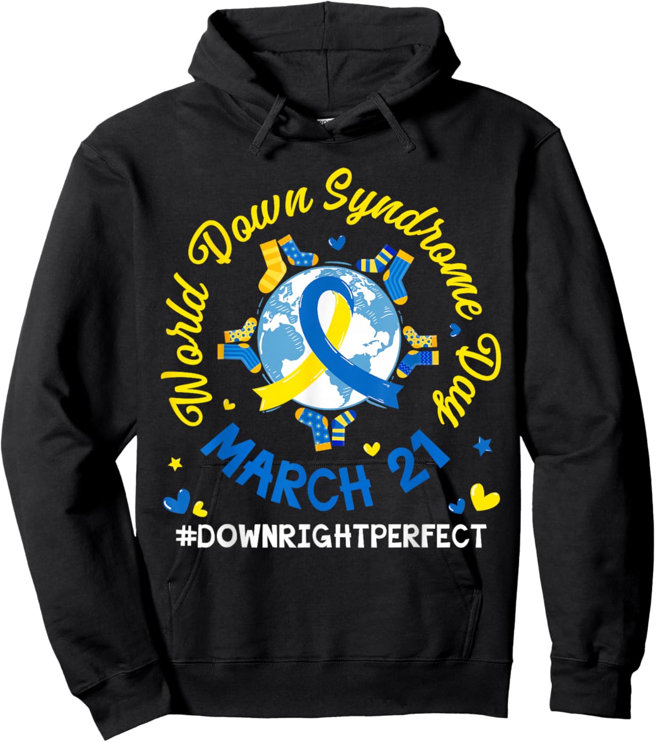World Down Syndrome Day March 21 Awareness Men Women Kid Hoodie - Hoodie | Black