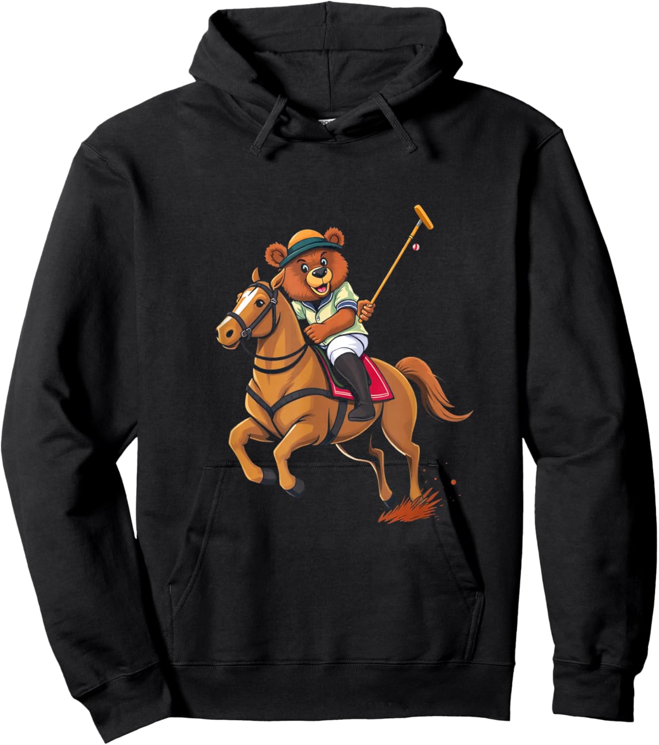Cartoon Bear Polo Hoodie - Hoodie | Black