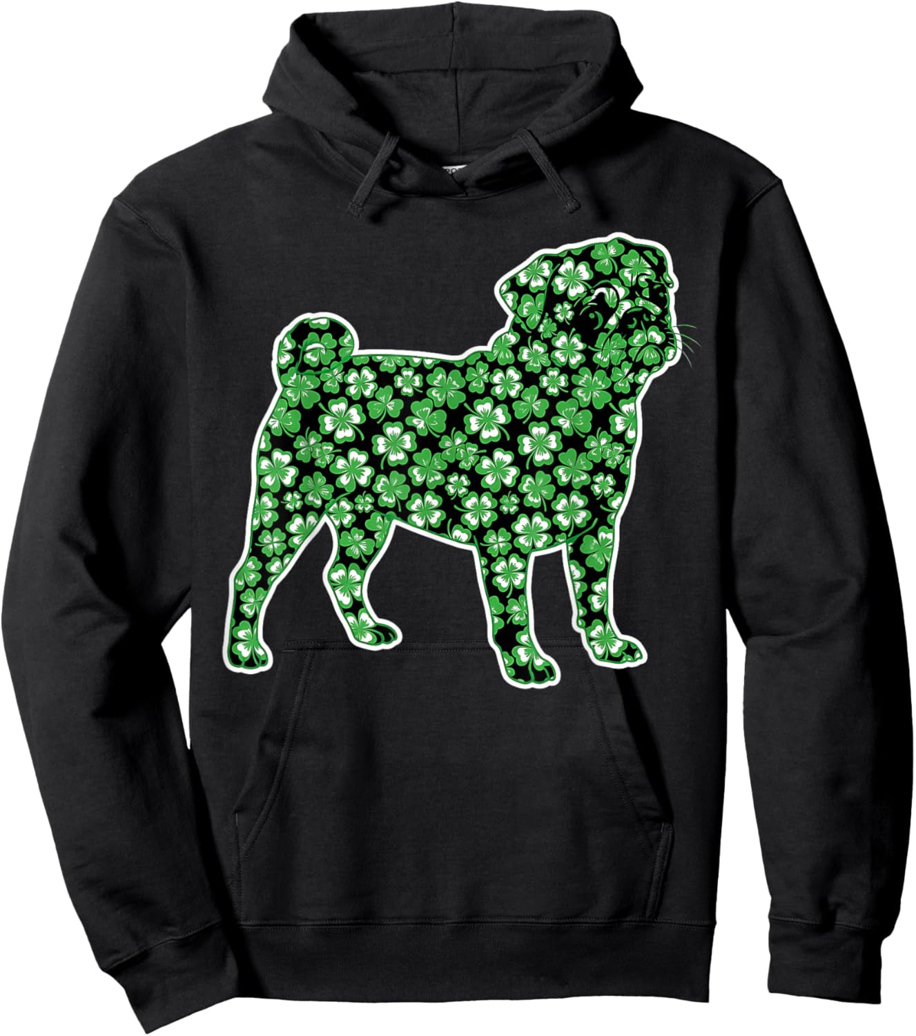 Irish Shamrock Lucky Clover Pug Lover St Patricks Day Hoodie - Hoodie | Black