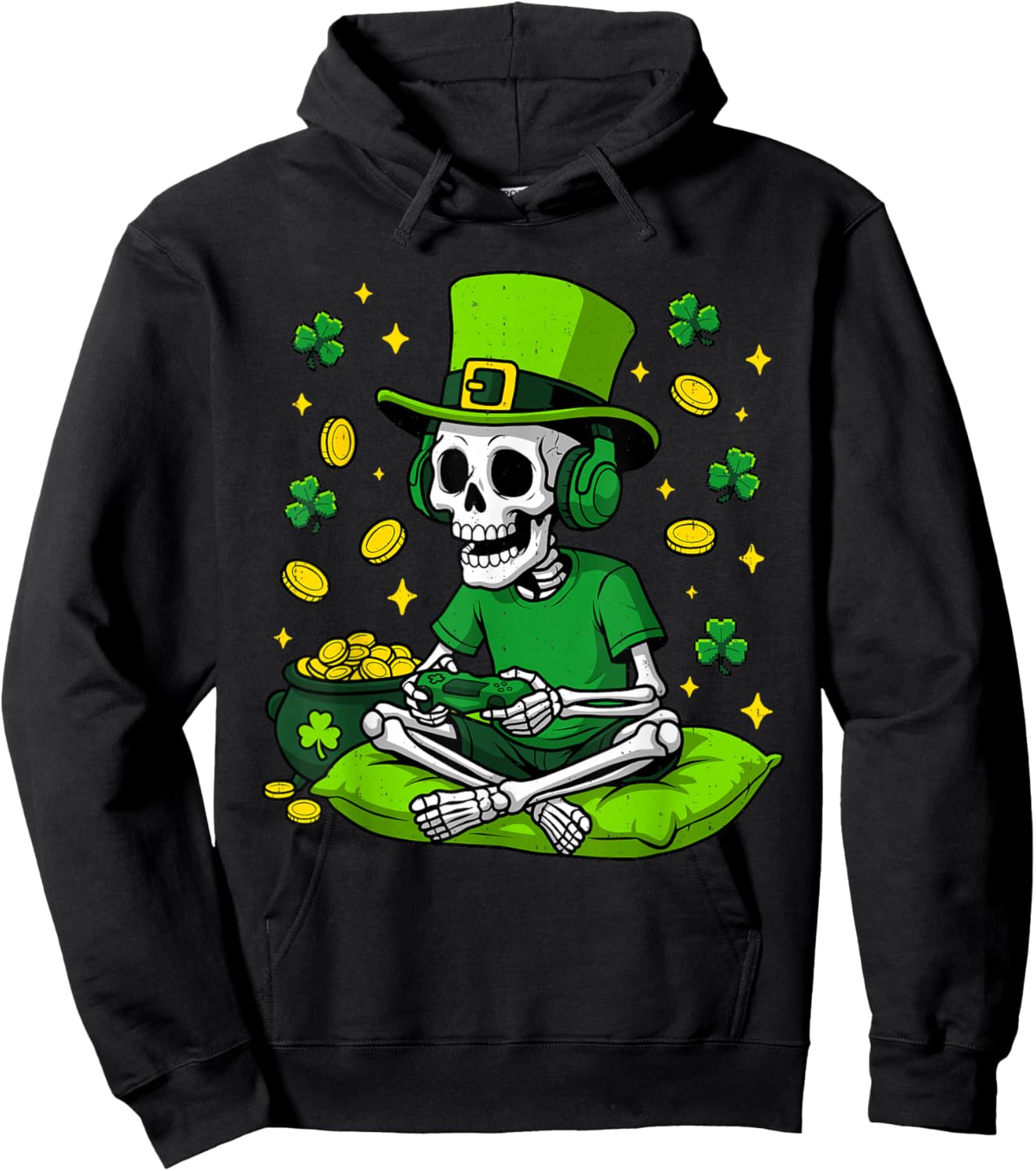 Boys St Patricks Day Irish Gamer Video Game Gaming Youth Kid Hoodie - Hoodie | Black
