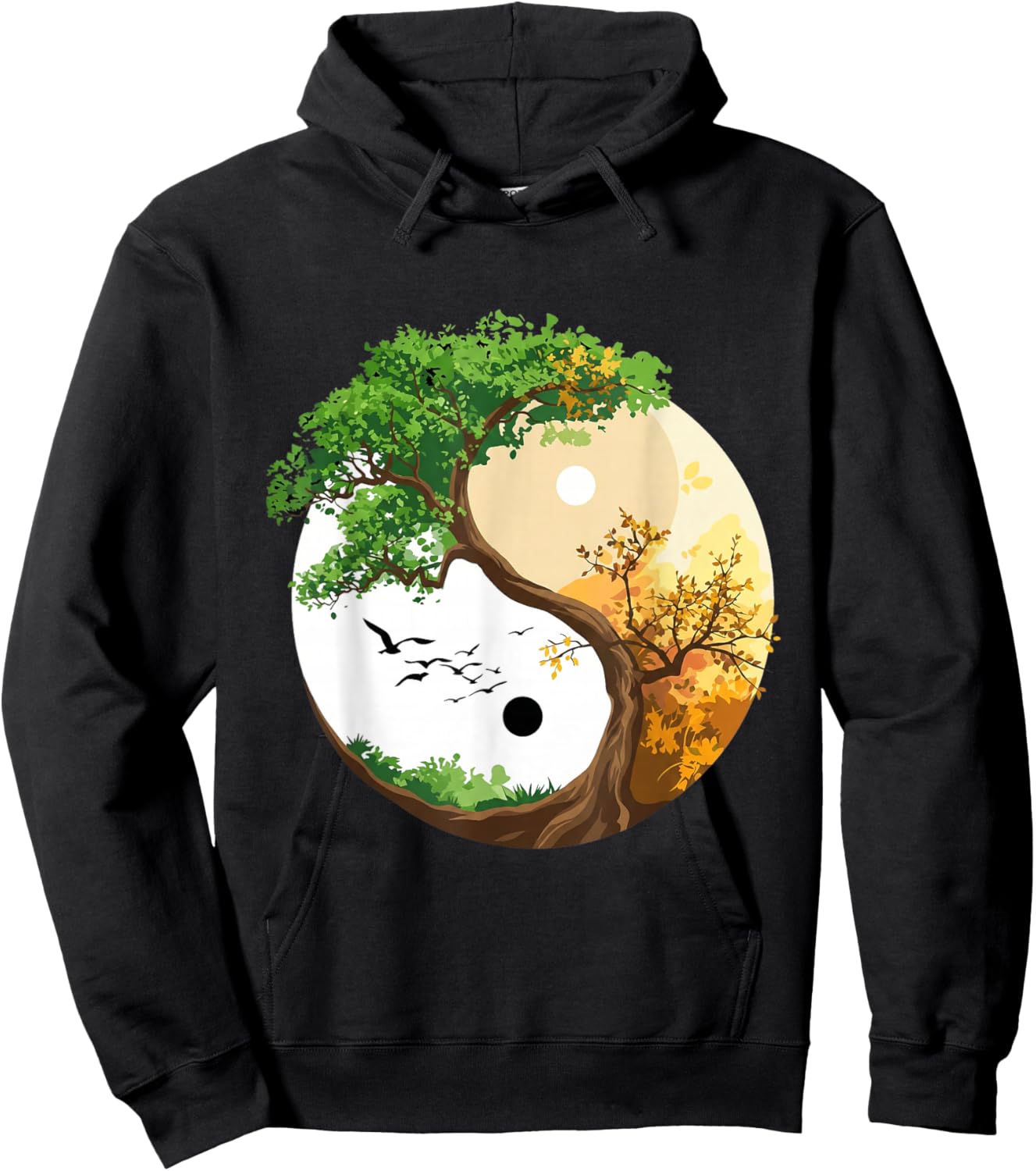 Yoga Chakra Tree of Life Hatha Wrinkled Hippoe Hoodie - Hoodie | Black