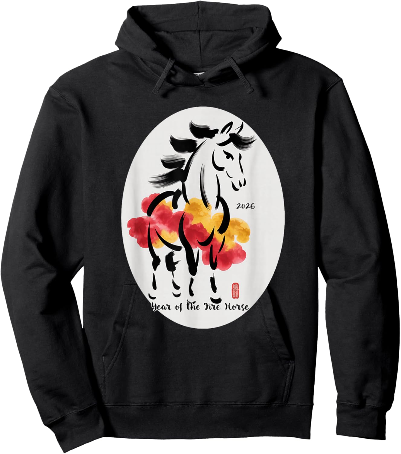 Chinese New Yr 2026 Year of The Fire Horse Hoodie - Hoodie | Black