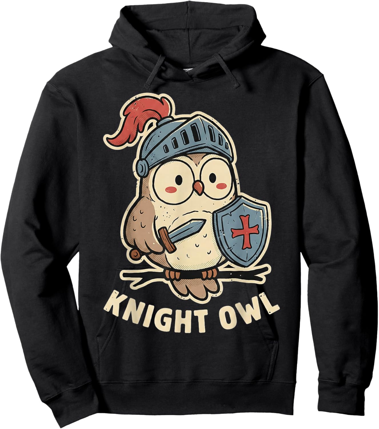 Knight Owl Funny Medieval Pun Joke Cute Graphic Hoodie - Hoodie | Black