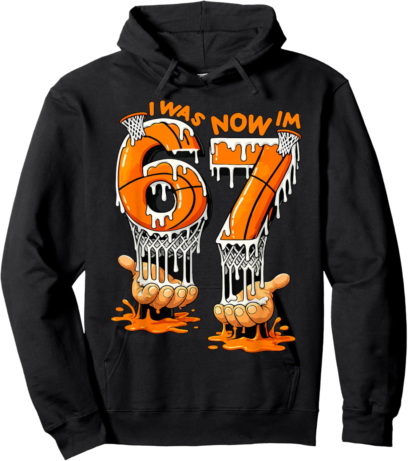 I was 6 Now I'm 7 Birthday Basketball 6 7 Meme 7th Birthday Hoodie - Hoodie | Black