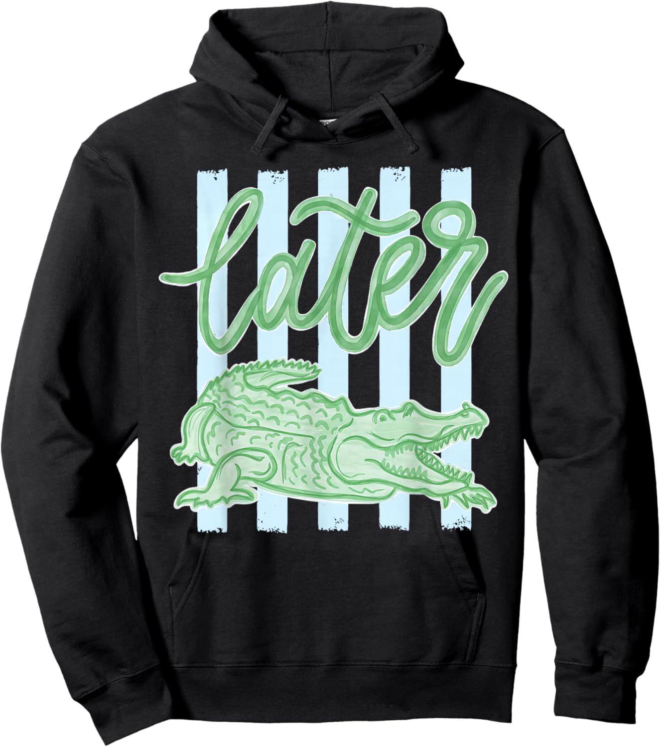 Retro Striped Everyday Later Gator Alligator Summer Coastal Hoodie - Hoodie | Black