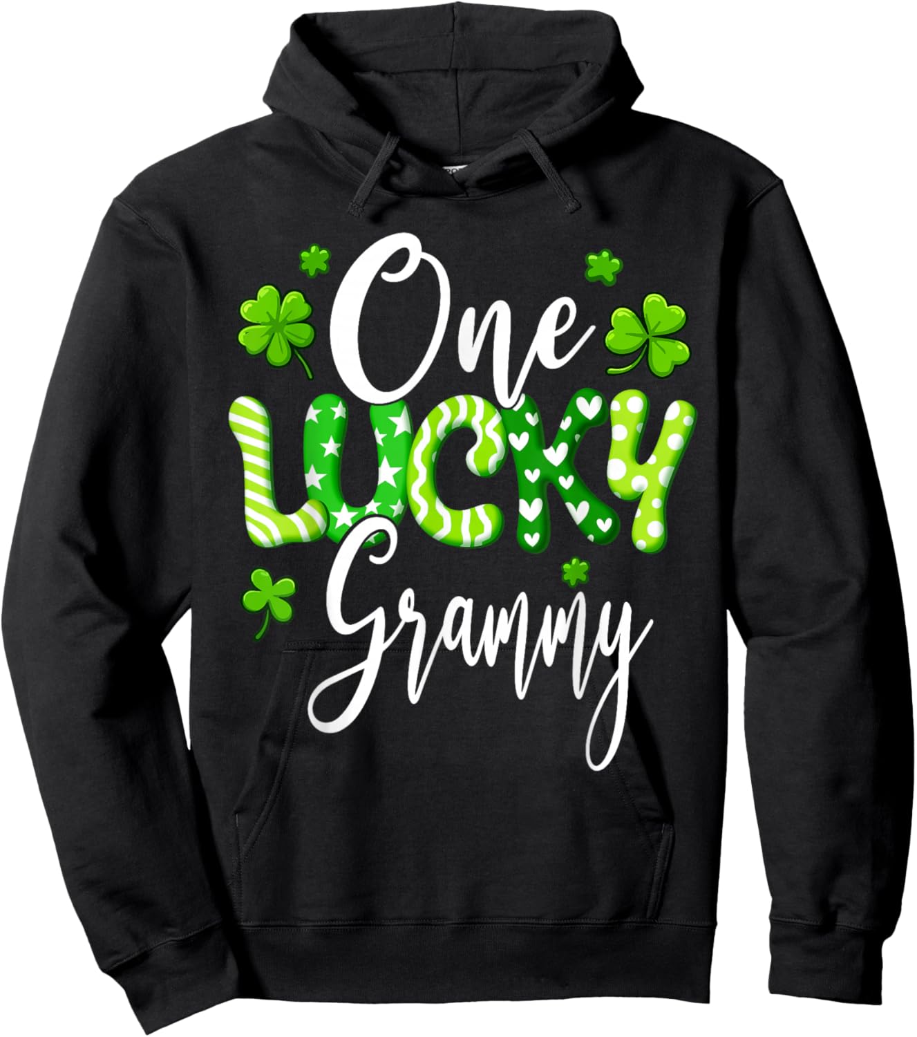One Lucky Grammy Shamrock Grammy St Patrick's Day Hoodie - Hoodie | Black