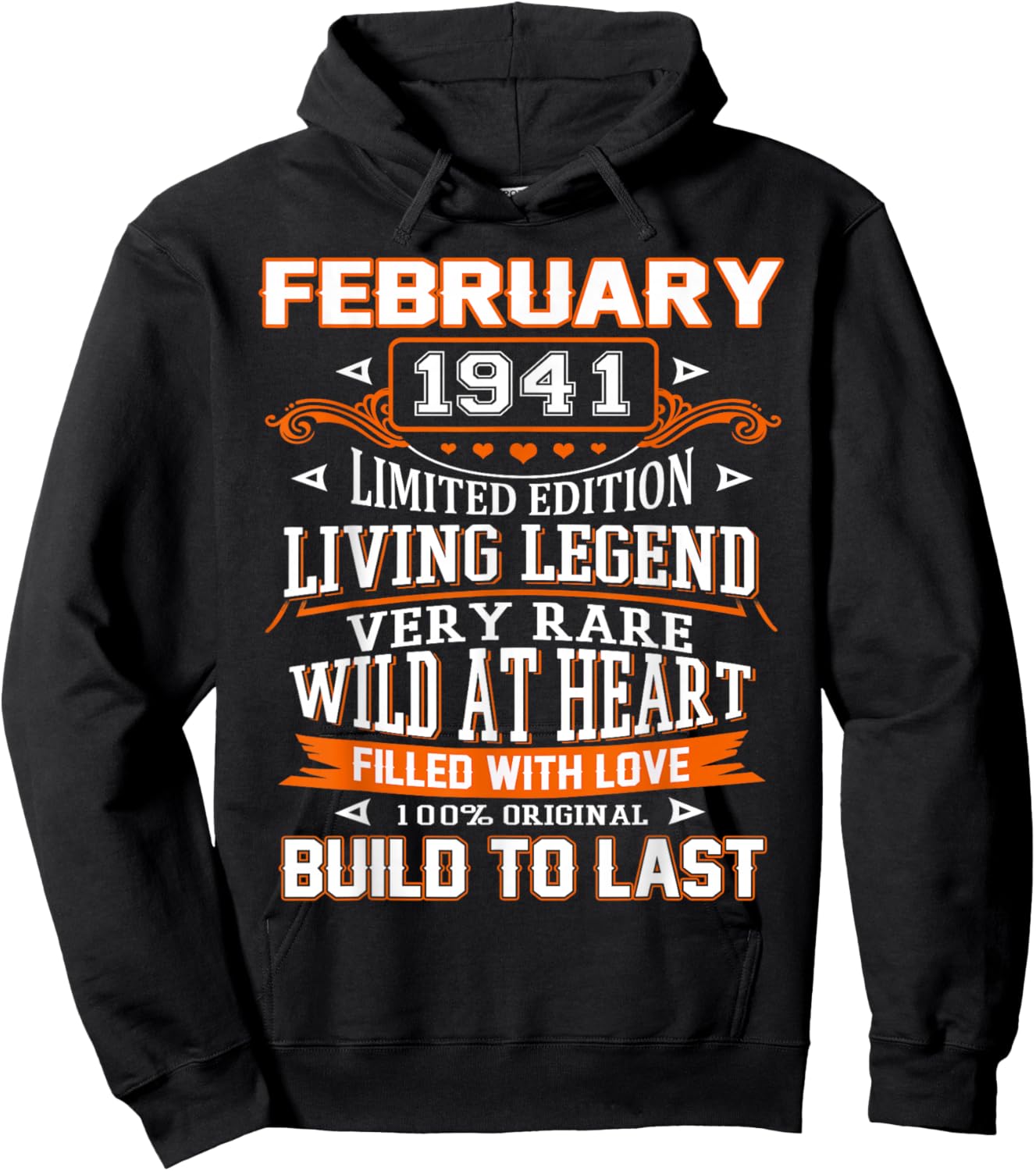 85th Birthday Gift Build to Last February 1941 85 Years Old Hoodie - Hoodie | Black