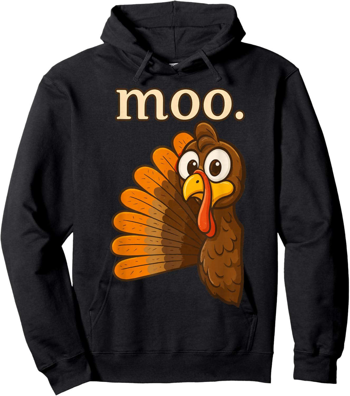 Funny Moo Turkey Shirt, Thanksgiving Turkey Cow Hoodie - Hoodie | Black