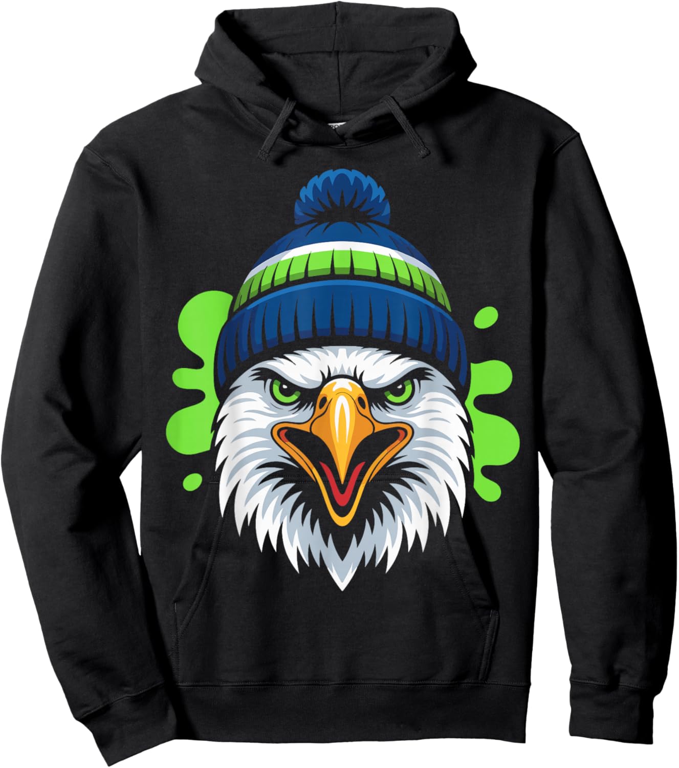 Bold Graphic Splash Eagle Artwork Hoodie - Hoodie | Black