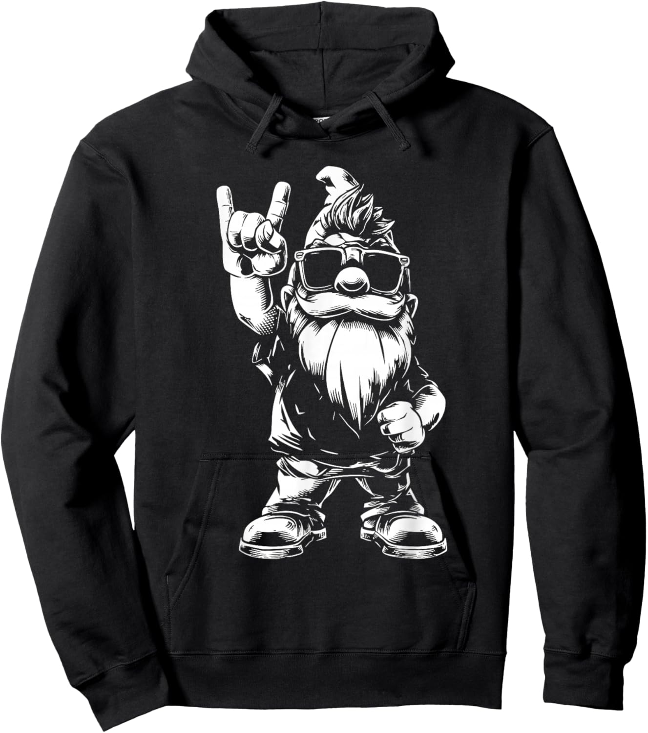 Heavy Metal Garden Gnome Rock Illustration Hoodie - Hoodie | Black