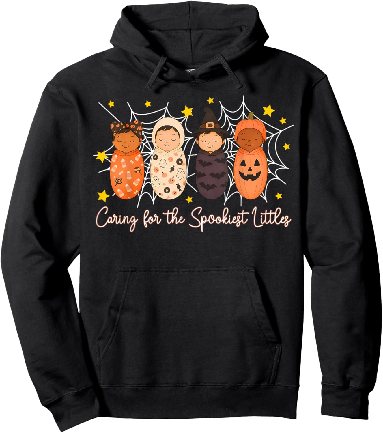 NICU Halloween Caring for The Spookiest Littles Baby Pumpkin Hoodie - Hoodie | Black