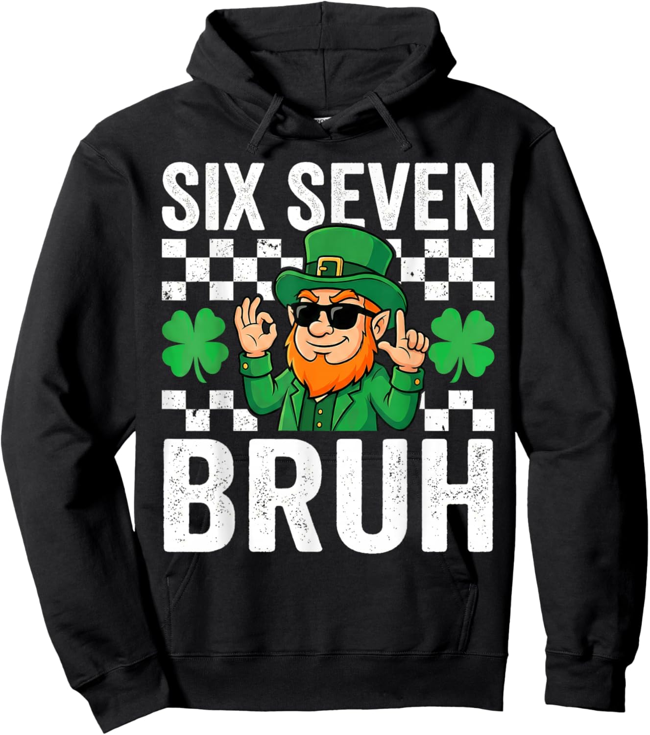 Boys St Patricks Day 6 7 Six Seven 67 Kids Girls Shamrock Hoodie - Hoodie | Black