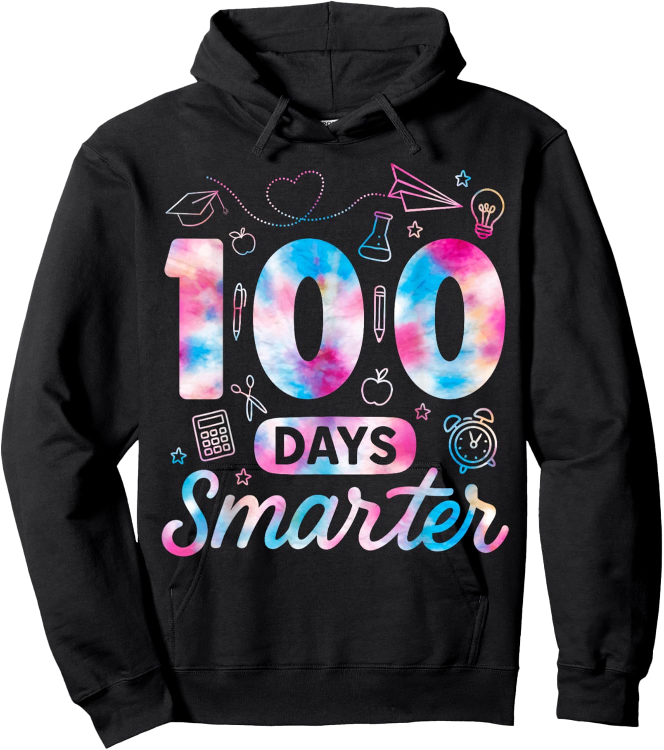 Tie Dye 100 Days Smarter Kids 100th Day of School Teachers Hoodie - Hoodie | Black
