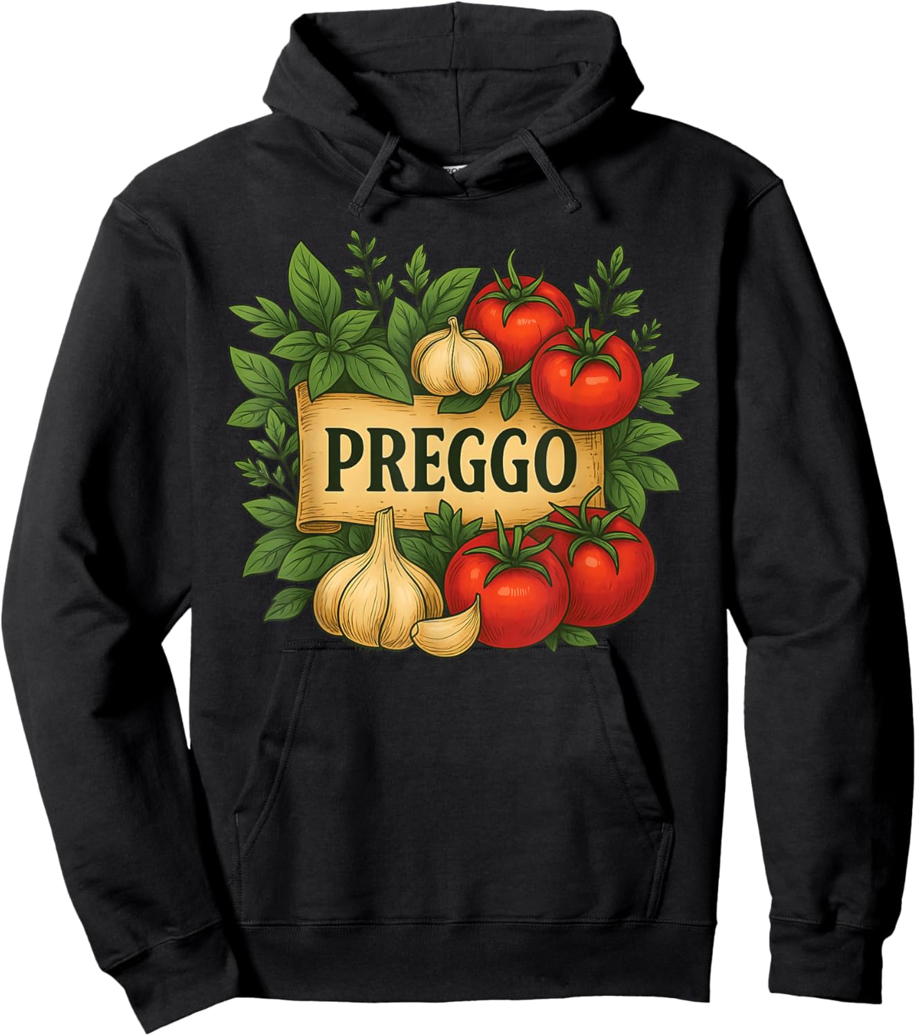 Cute Pregnancy Announcement Preggo Costume Prego Sauce Pasta Hoodie - Hoodie | Black
