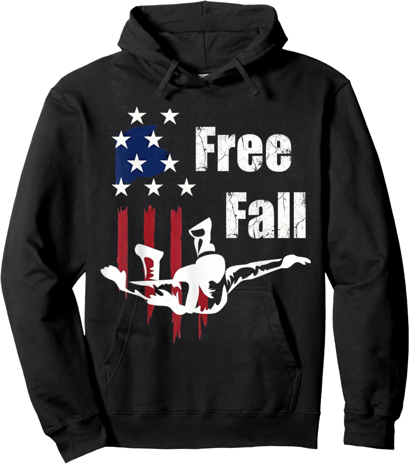 Free Fall Skydiving Patriotic American Flag Skydiver Hoodie - Hoodie | Black