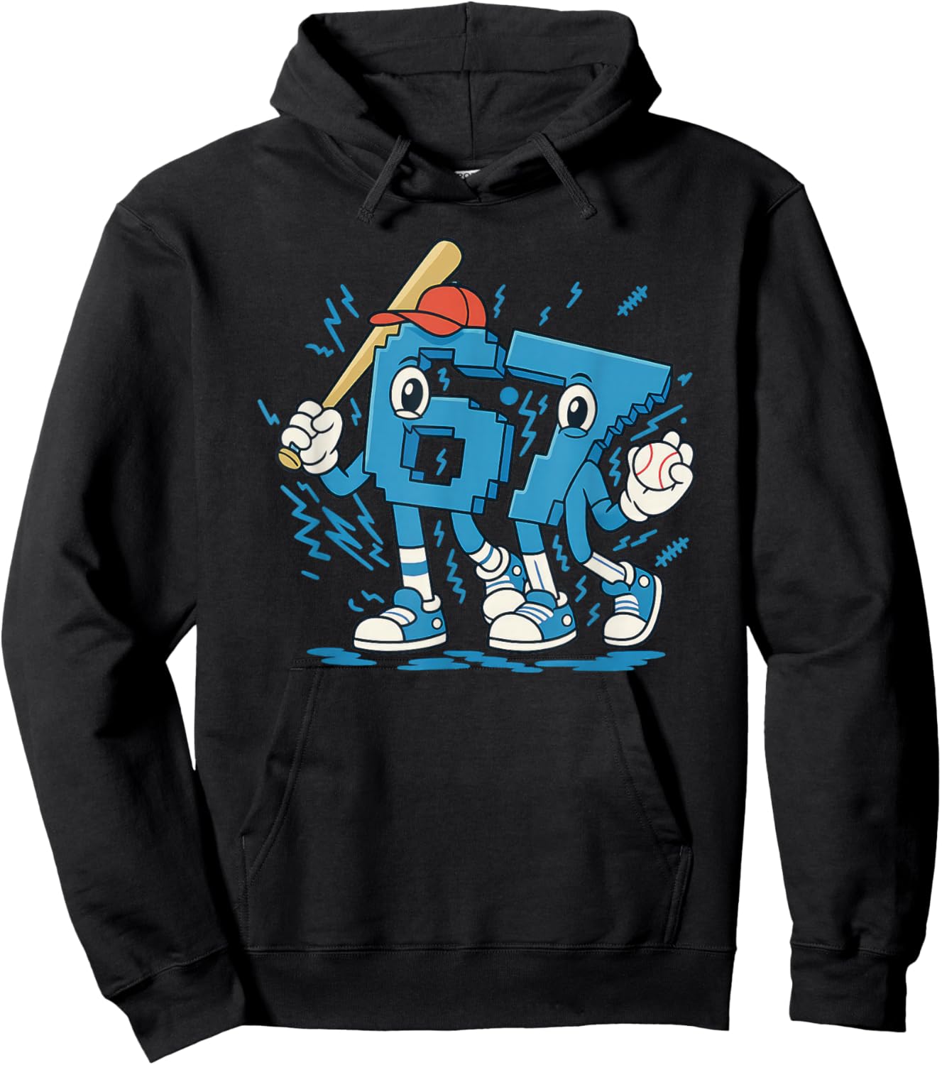 67 Six Seven 6-7 - Funny Italian Brainrot Kids Baseball Hoodie - Hoodie | Black