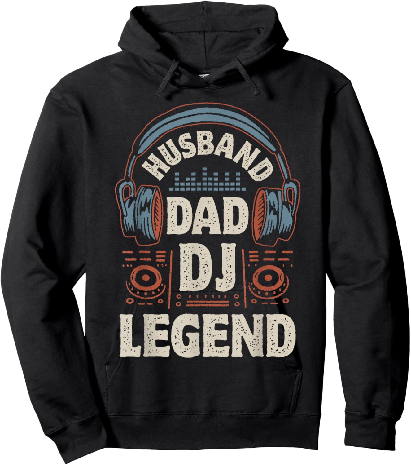Husband Dad DJ Legend Funny Disc Jockey Father's Day Retro Hoodie - Hoodie | Black