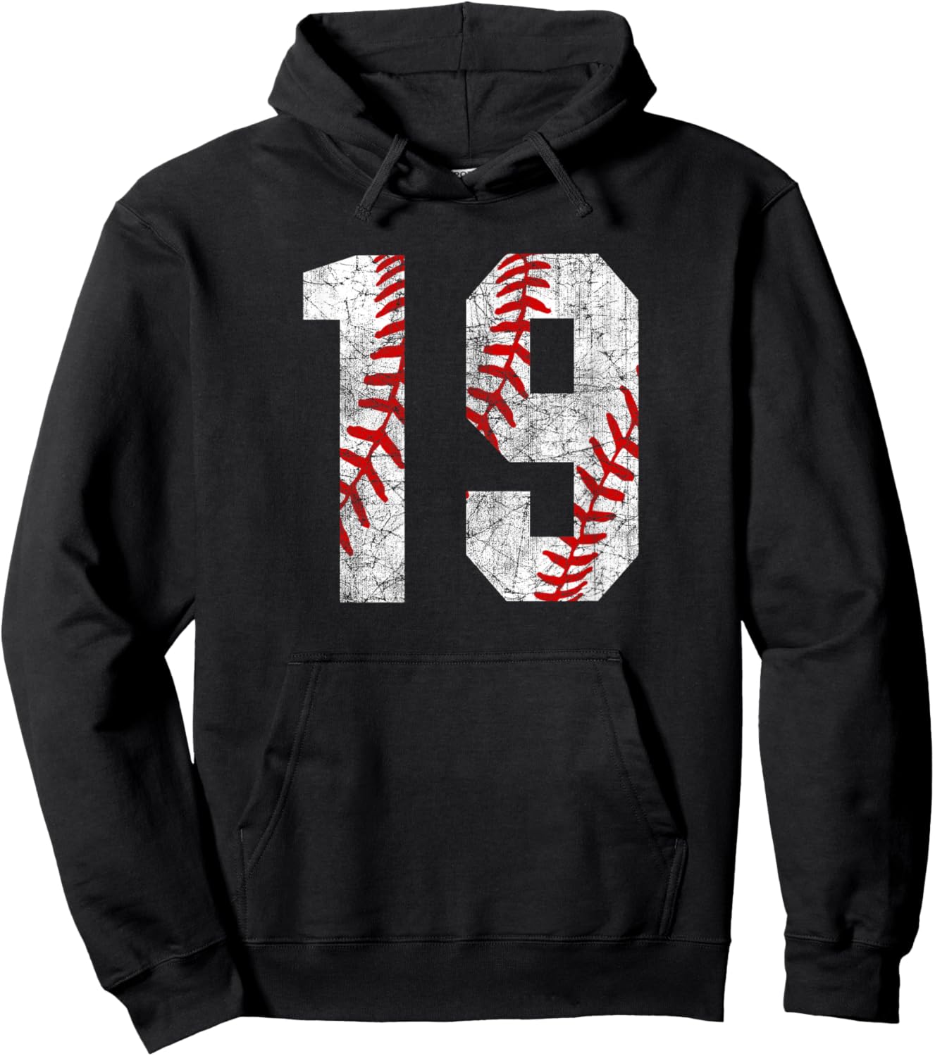 Vintage Baseball Mom #19 Jersey Baseball Jersey Number 19 Hoodie - Hoodie | Black