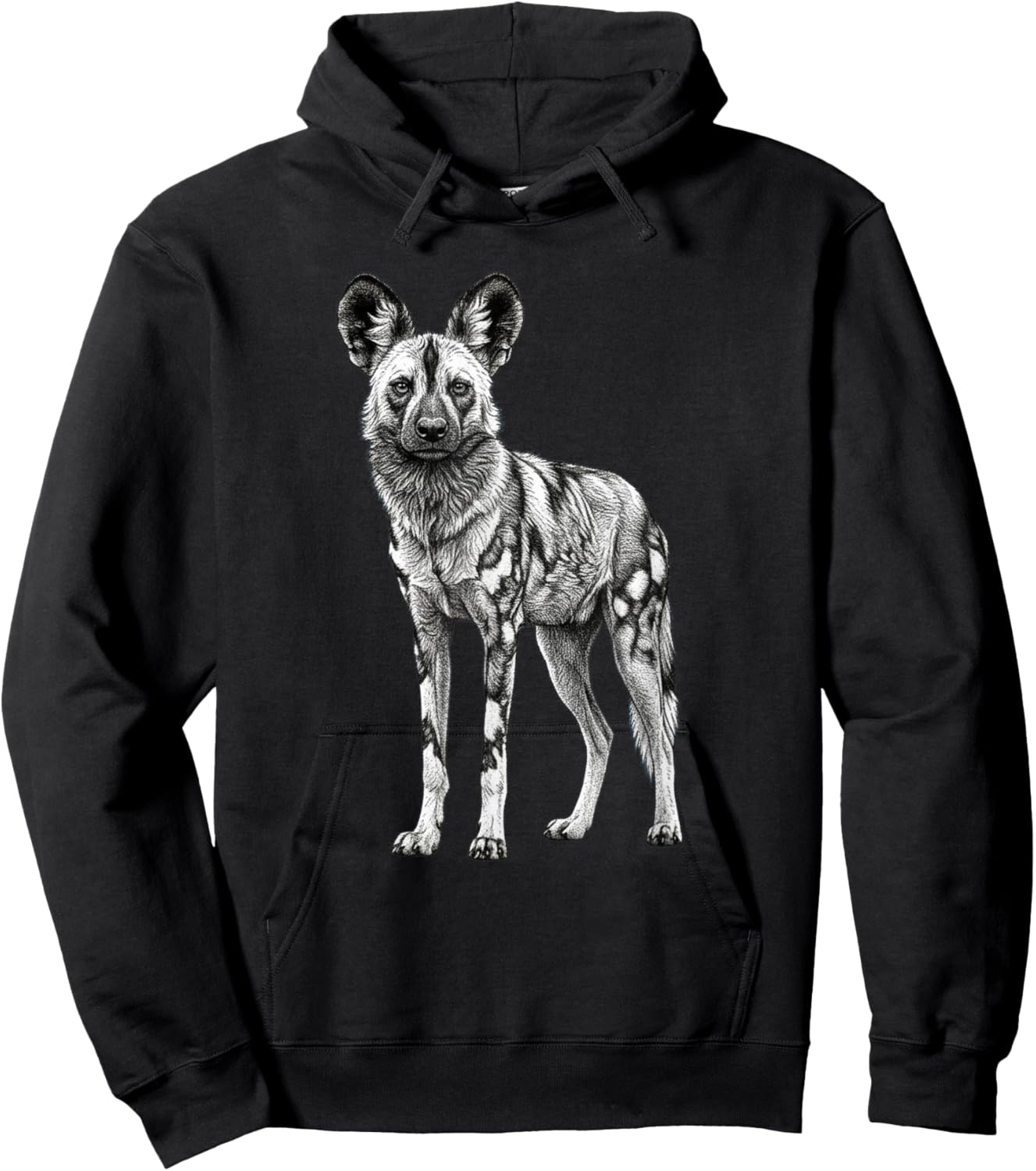 Retro African Wild Dog Lover Safari Nature Art Hoodie - Hoodie | Black