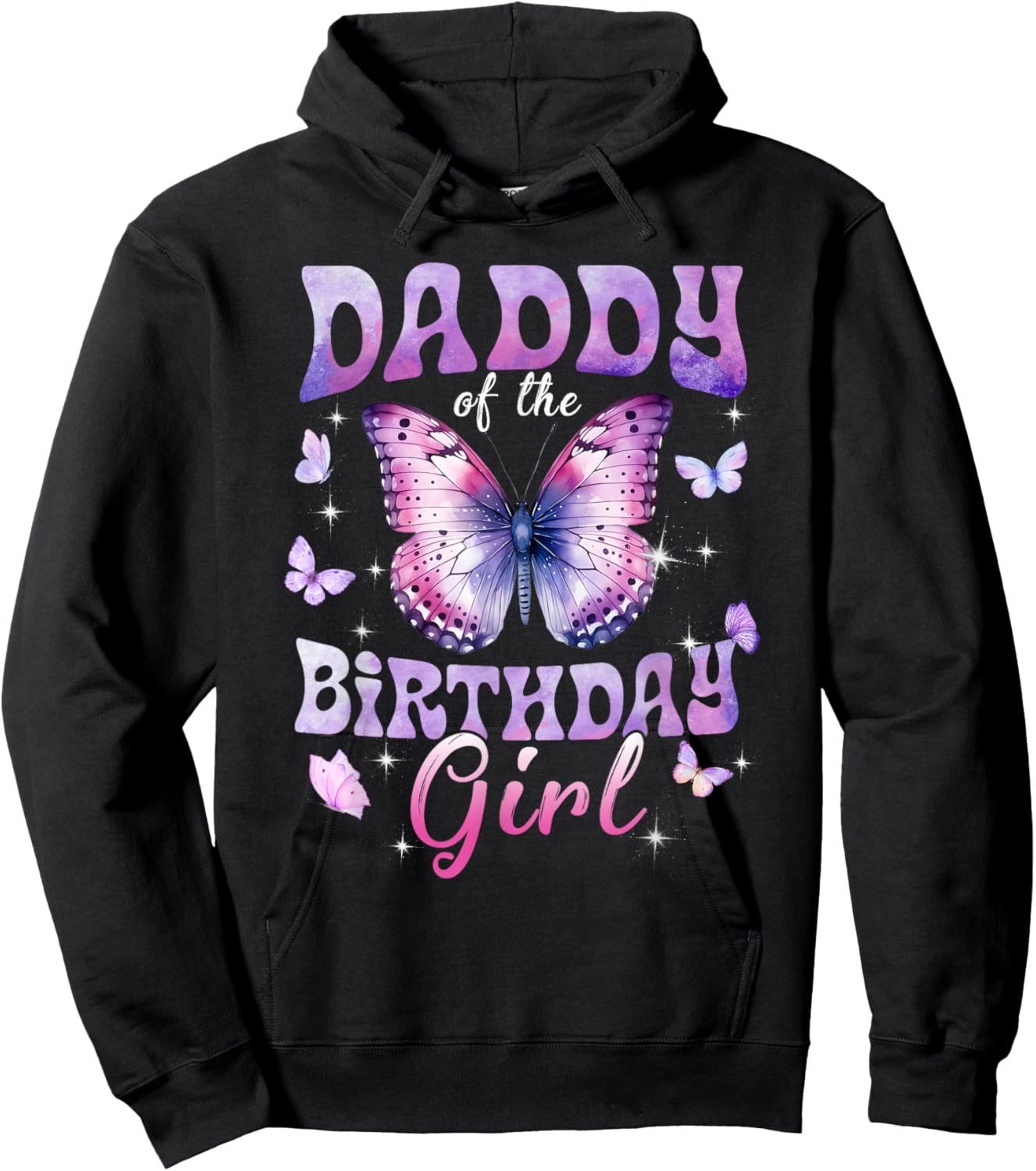 Daddy of The Birthday Girl Butterfly Family Matching Hoodie - Hoodie | Black