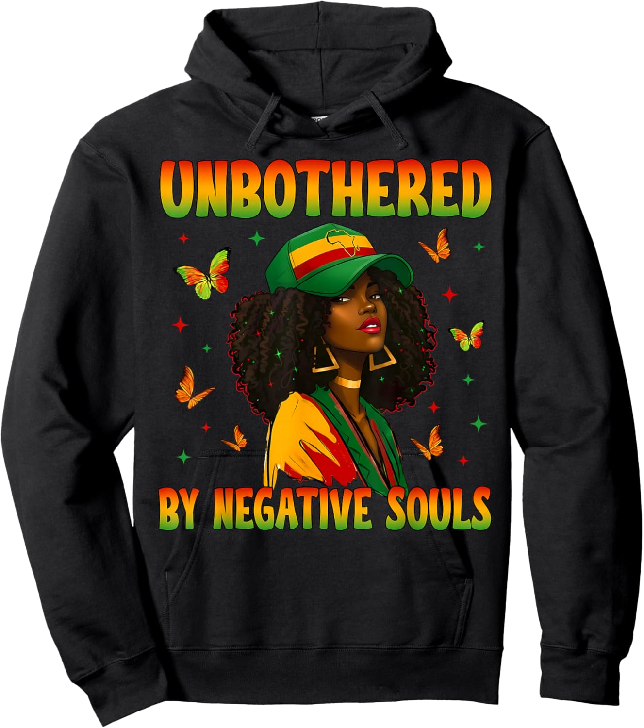 Unbothered by Negative Souls Black History Afro Women Girls Hoodie - Hoodie | Black
