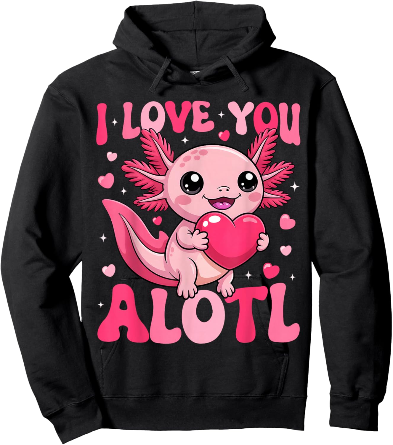 Valentine Axolotl Lover I Love You A Lotl Boy Girl Kid Hoodie - Hoodie | Black