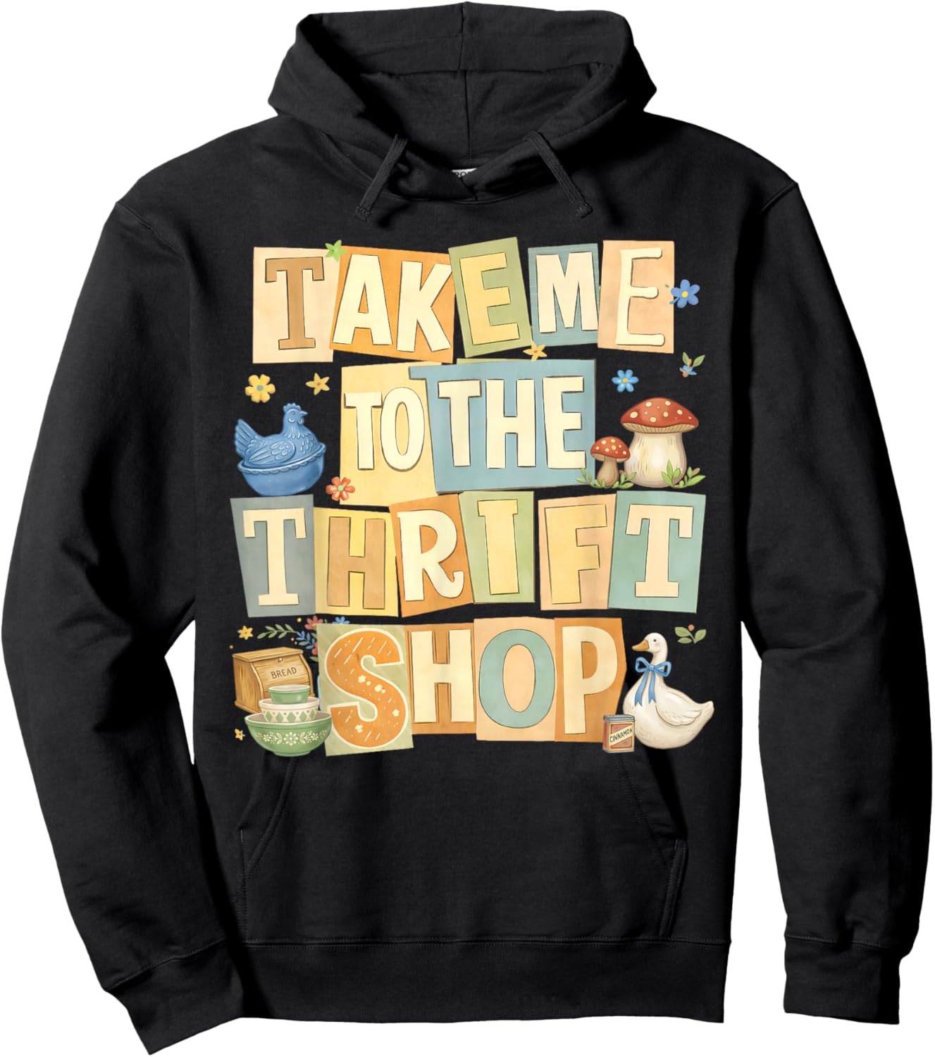 Vintage Thrifting Take Me to The Thrift Shop Thrifted Goose Hoodie - Hoodie | Black