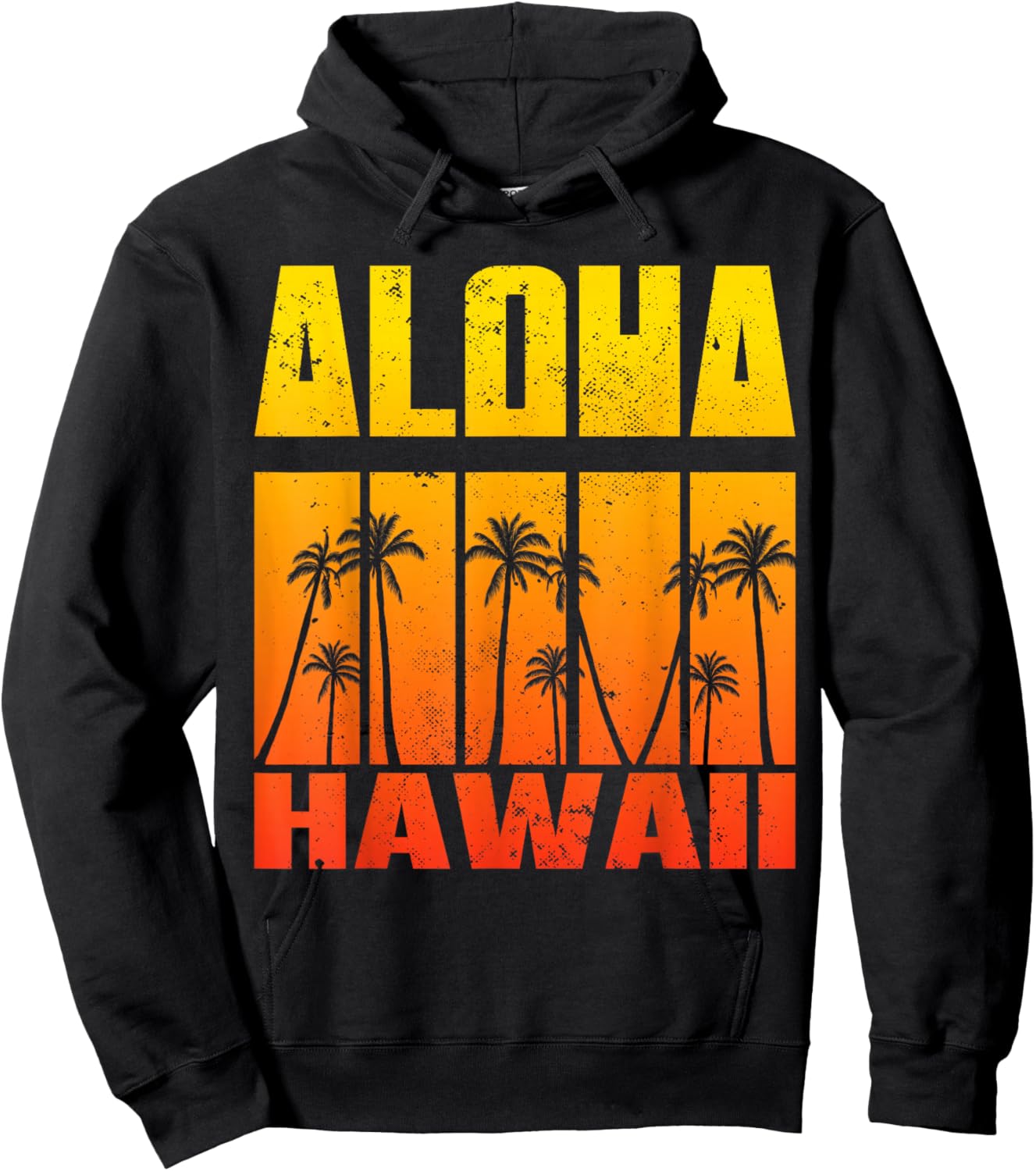 Aloha Hawaii Palm Tree Tropical Hawaiian Island Retro Surfer Hoodie - Hoodie | Black