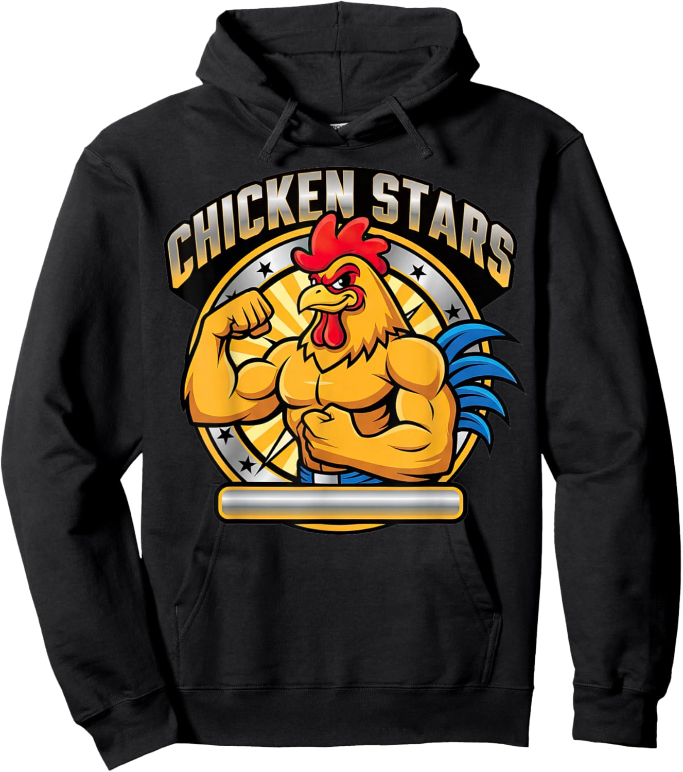 Chicken Stars Strong Wrestling Brawler Rooster Mascot Hoodie - Hoodie | Black