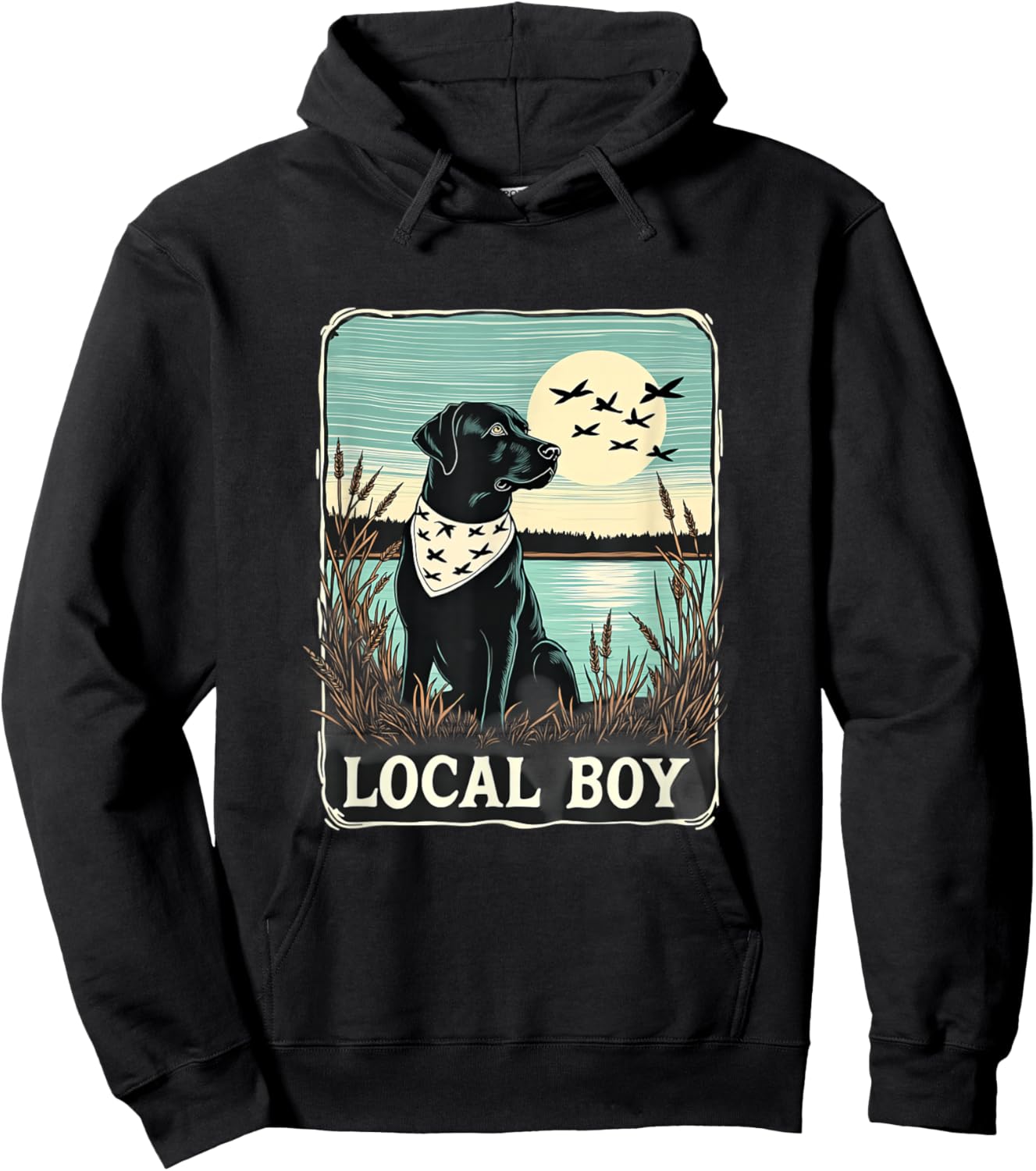 Local Boy Dog Nature Lake Ducks Scene Hoodie - Hoodie | Black