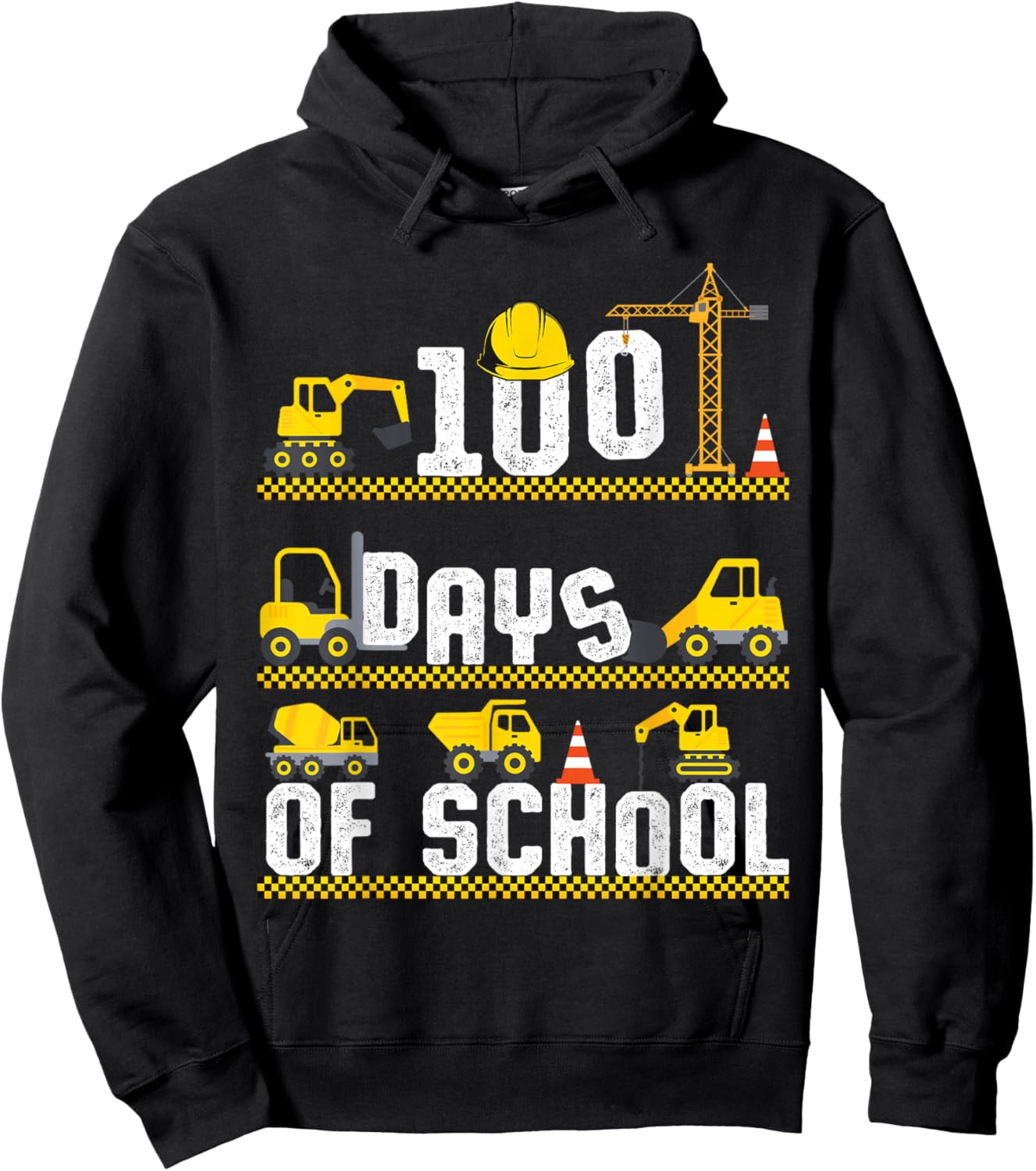 100 Days of School Construction Truck 100th Day Boys Kids Hoodie - Hoodie | Black