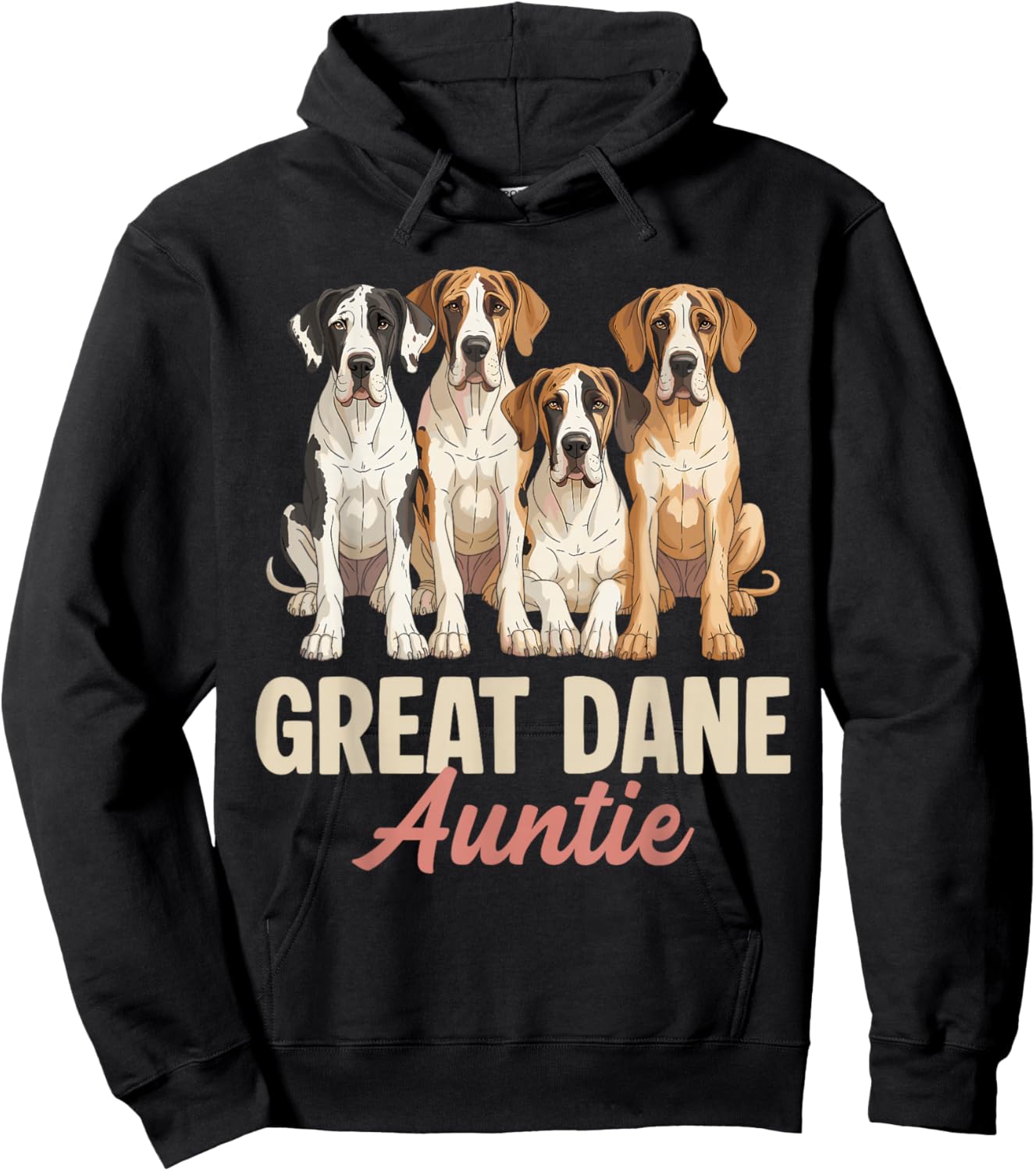 Great Dane Auntie Funny Dog Lover Retro Puppy Owner Women Hoodie - Hoodie | Black