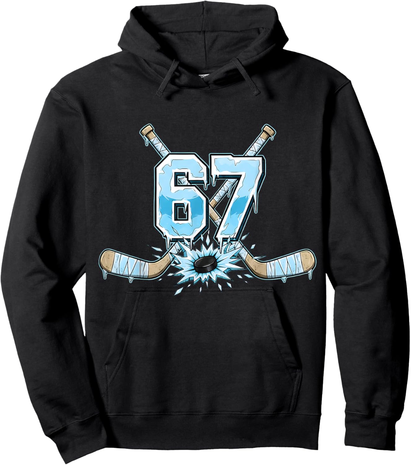 67 Hockey Drip Six Seven Meme 6 7 Boys Teens Kids Ice Hockey Hoodie - Hoodie | Black