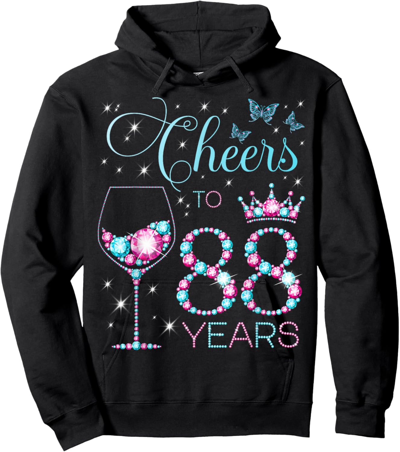 Cheers to 88 Years Old 88th Birthday Party 88th Happy Bday Hoodie - Hoodie | Black